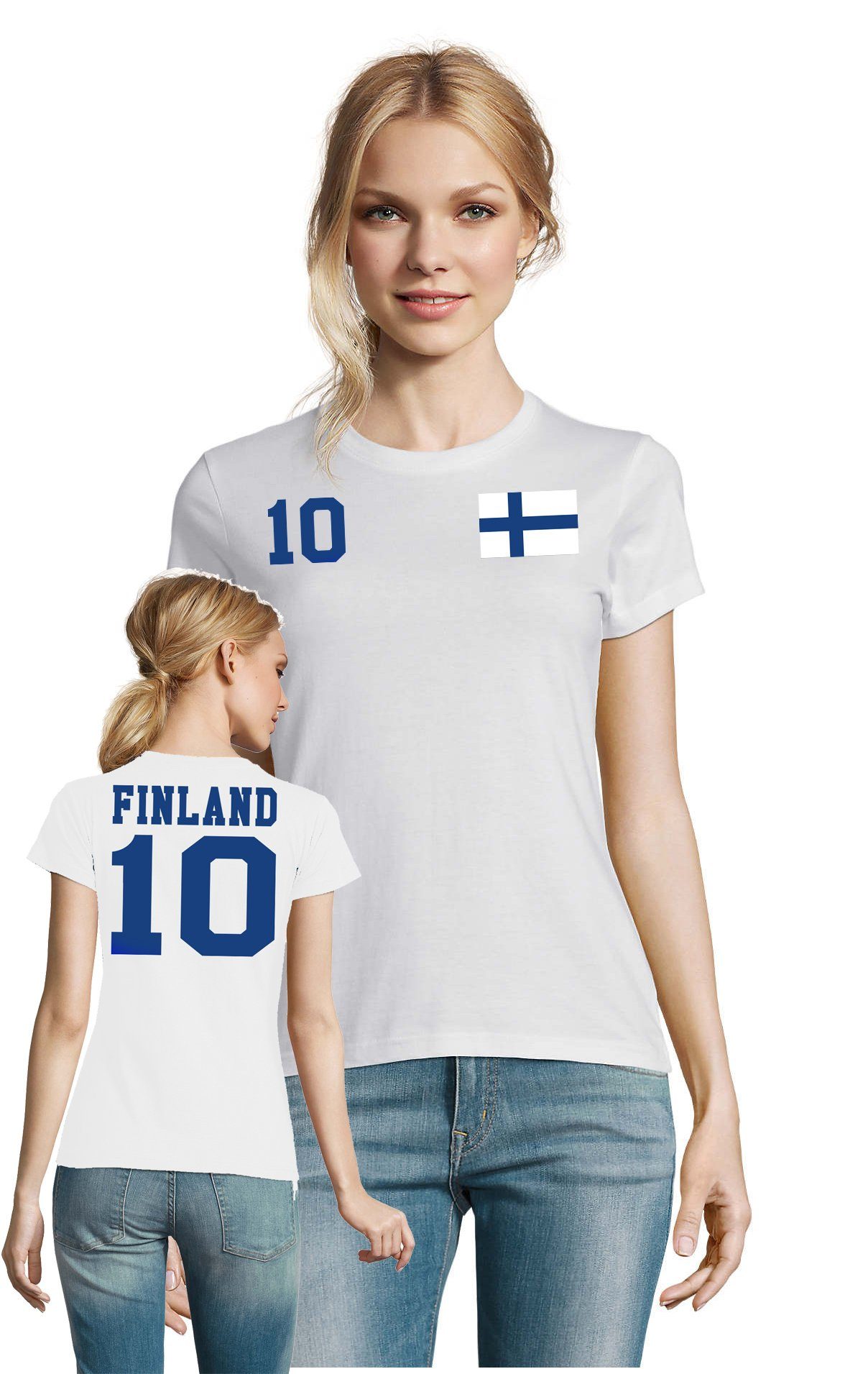 Blondie & Brownie T-Shirt Damen Finnland Skandinavien Sport Trikot Fußball  Meister Europa EM