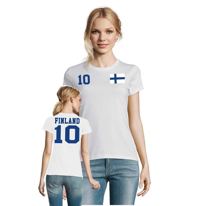Blondie & Brownie T-Shirt Damen Finnland Skandinavien Sport Trikot Fußball Meister Europa EM