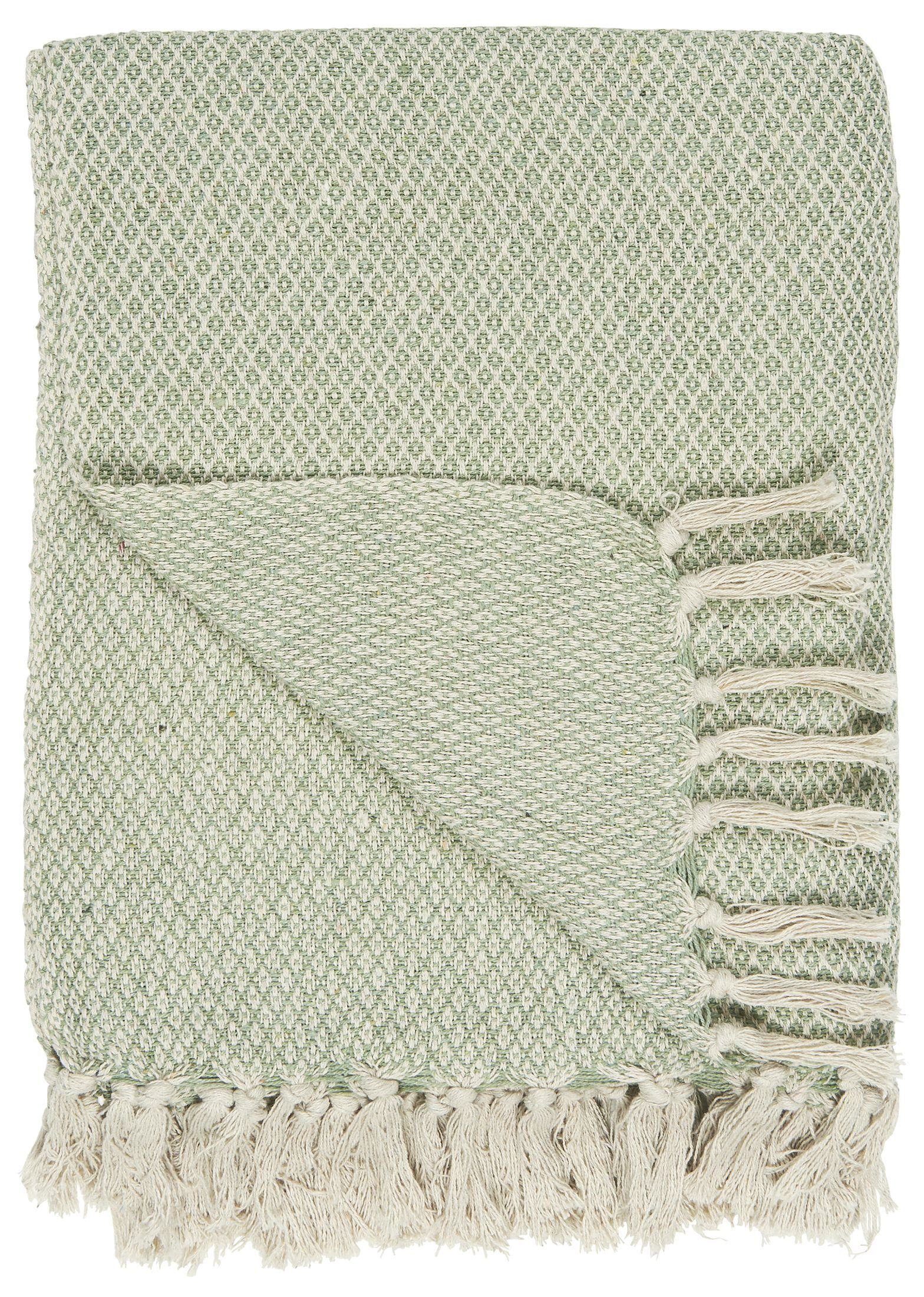 Wohndecke Decke Plaid Kuscheldecke Wohndecke Creme Grün Karo 130x160cm Ib, Ib Laursen. € 17,90