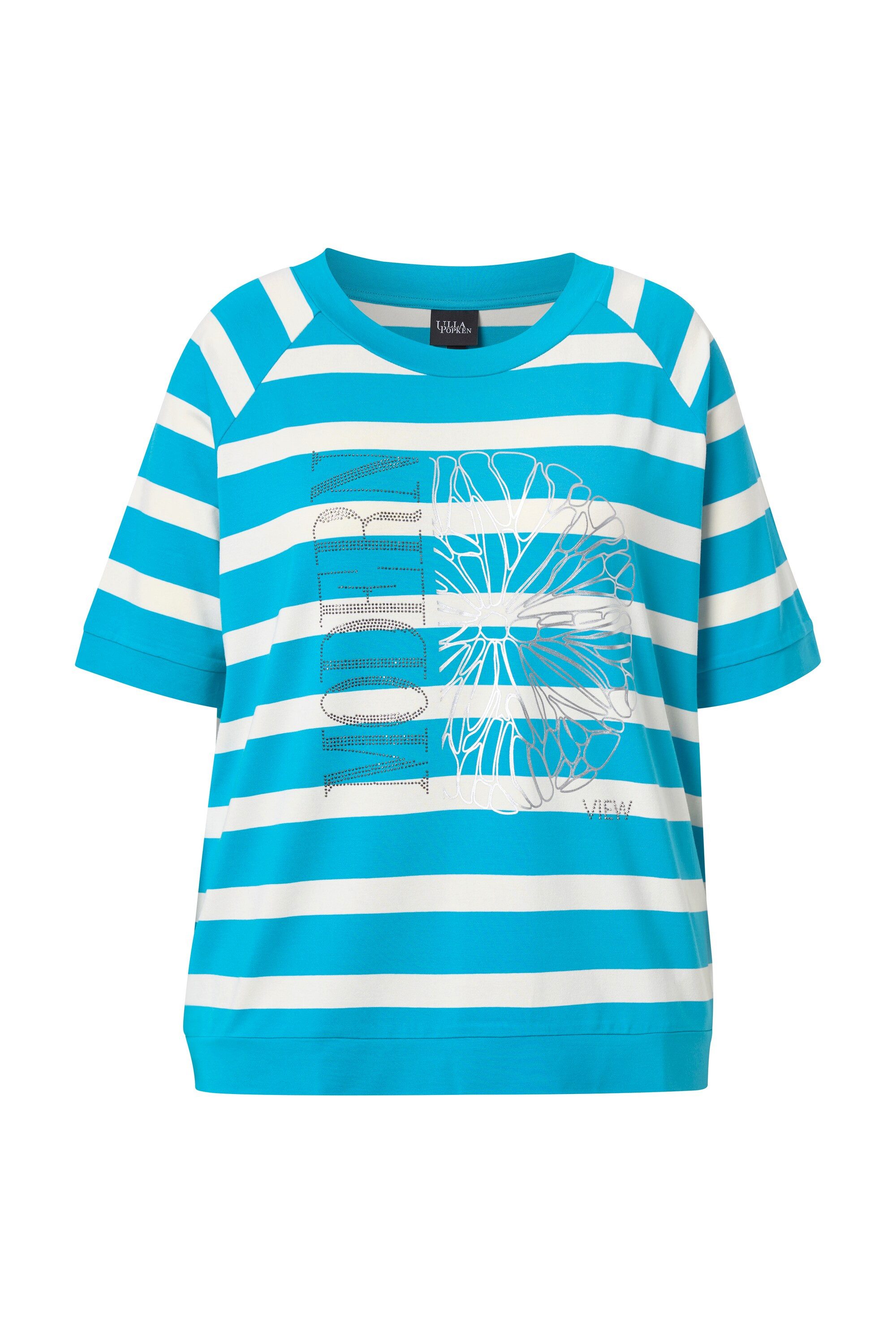 T-Shirt Shirt Ringel Zitrusmotiv Rundhals Halbarm