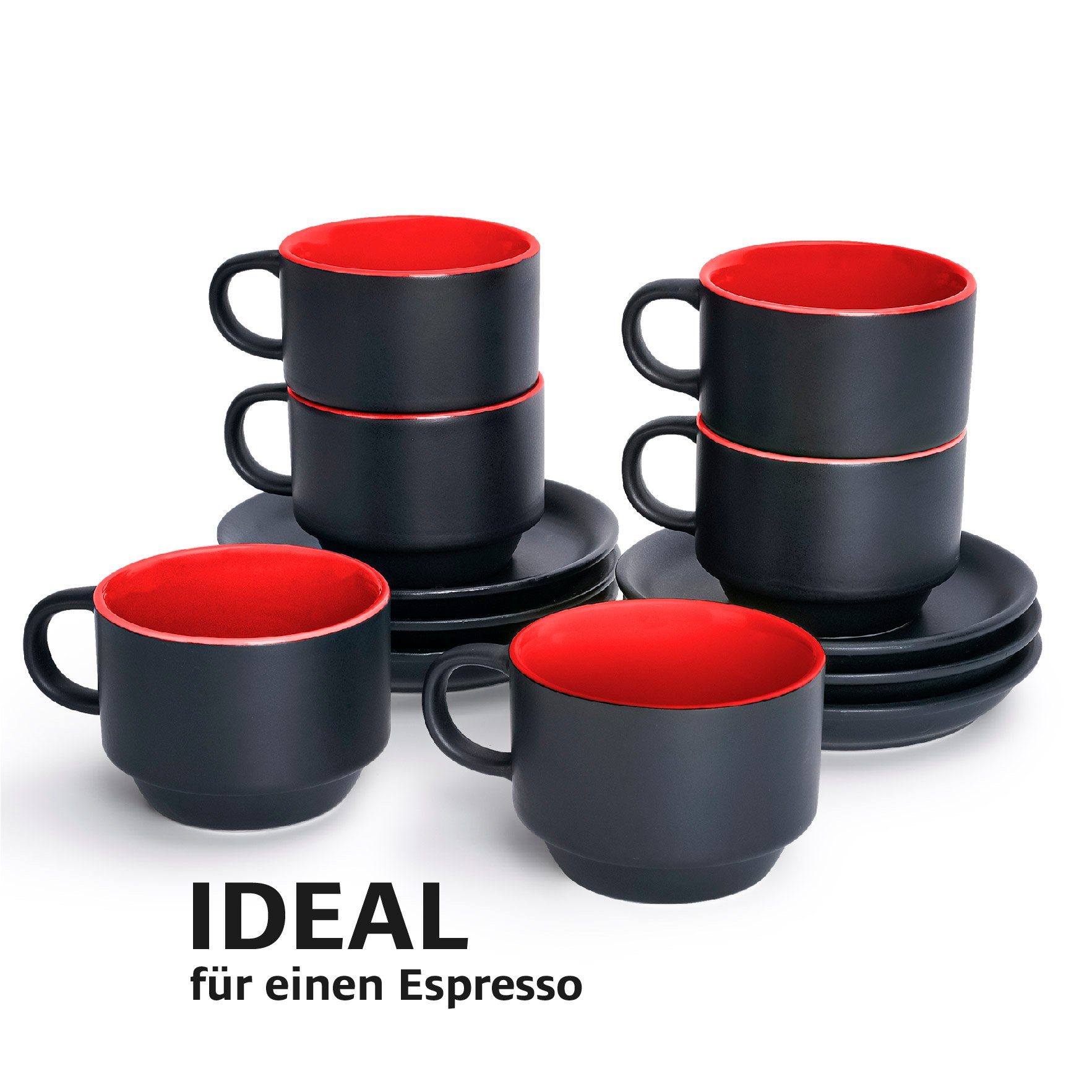 MiaMio Espressotasse Espressotassen Set Le Papillon Kollektion (6 x 75ml)