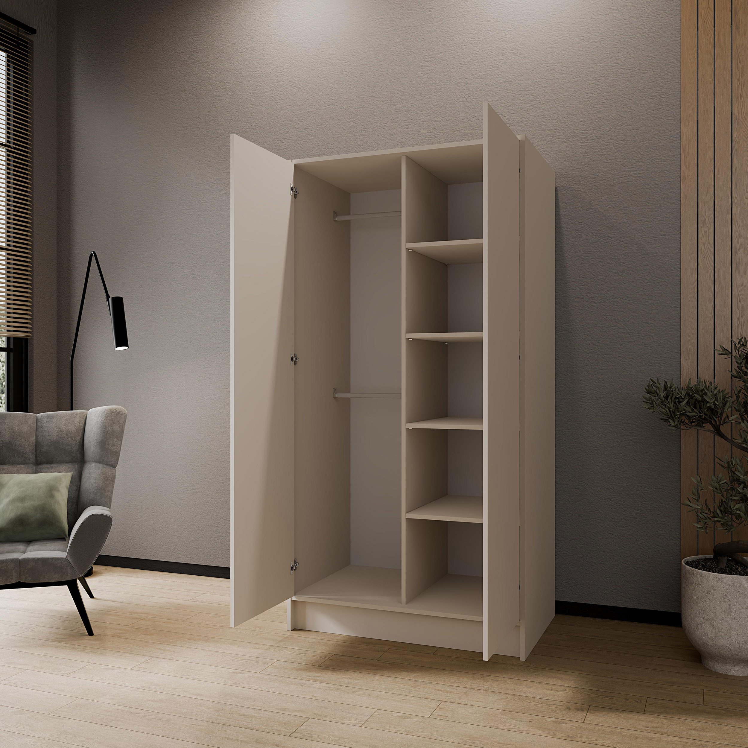 Beautysofa Kleiderschrank Gava moderne Schlichtheit und funktionale Eleganz (Schrank mit flexibel konfigurierbar, TIP-ON Öffnungssystem) Breiten zur Auswahl: 100 cm, 150 cm oder 200 cm