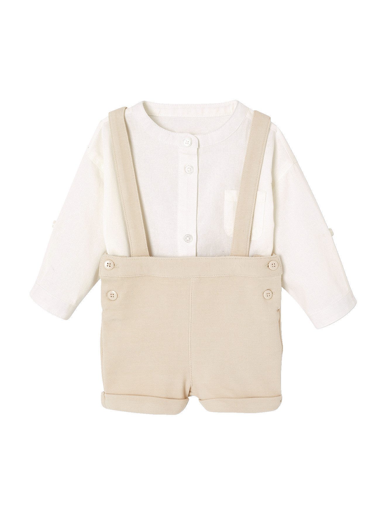 vertbaudet Shorts Festliches Baby-Set: Hemd & Shorts mit Trägern