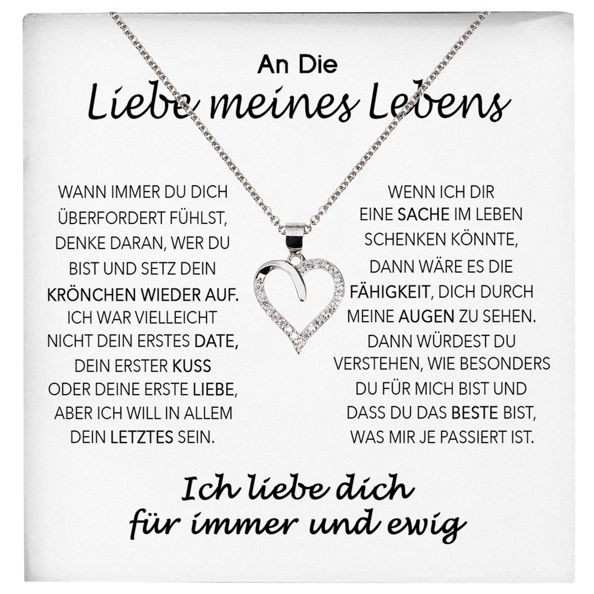 Schmuckset Liebe Meines Lebens Frauen Geschenk Herz Halskette Damen Collier V-Tag