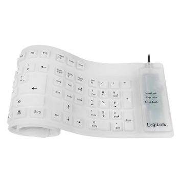 LogiLink USB + PS/2, wasserfeste, weiße flexible Tastatur