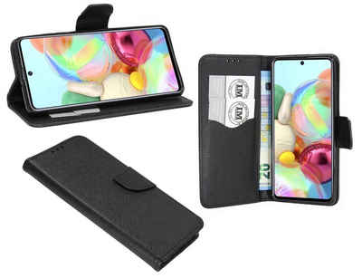 cofi1453 Handyhülle Hülle Tasche für Samsung Galaxy A71, Kunstleder Schutzhülle Handy Wallet Case Cover mit Kartenfächern, Standfunktion Schwarz