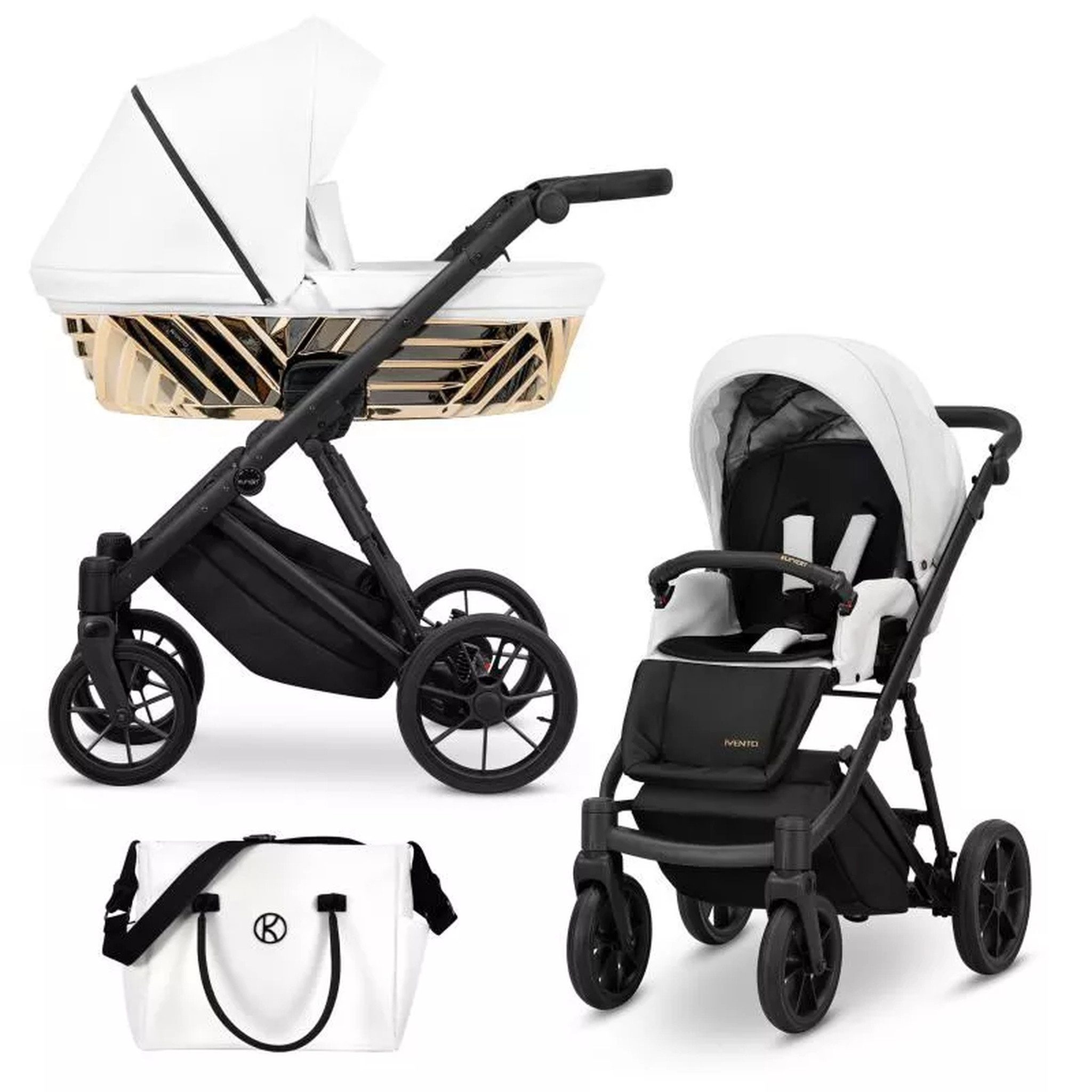 KUNERT Kombi-Kinderwagen Ivento Glam 2in1 Kinderwagen mit schwarzem Rahmen, TÜV NORD und ZETOM zertifiziert, leicht und langlebig