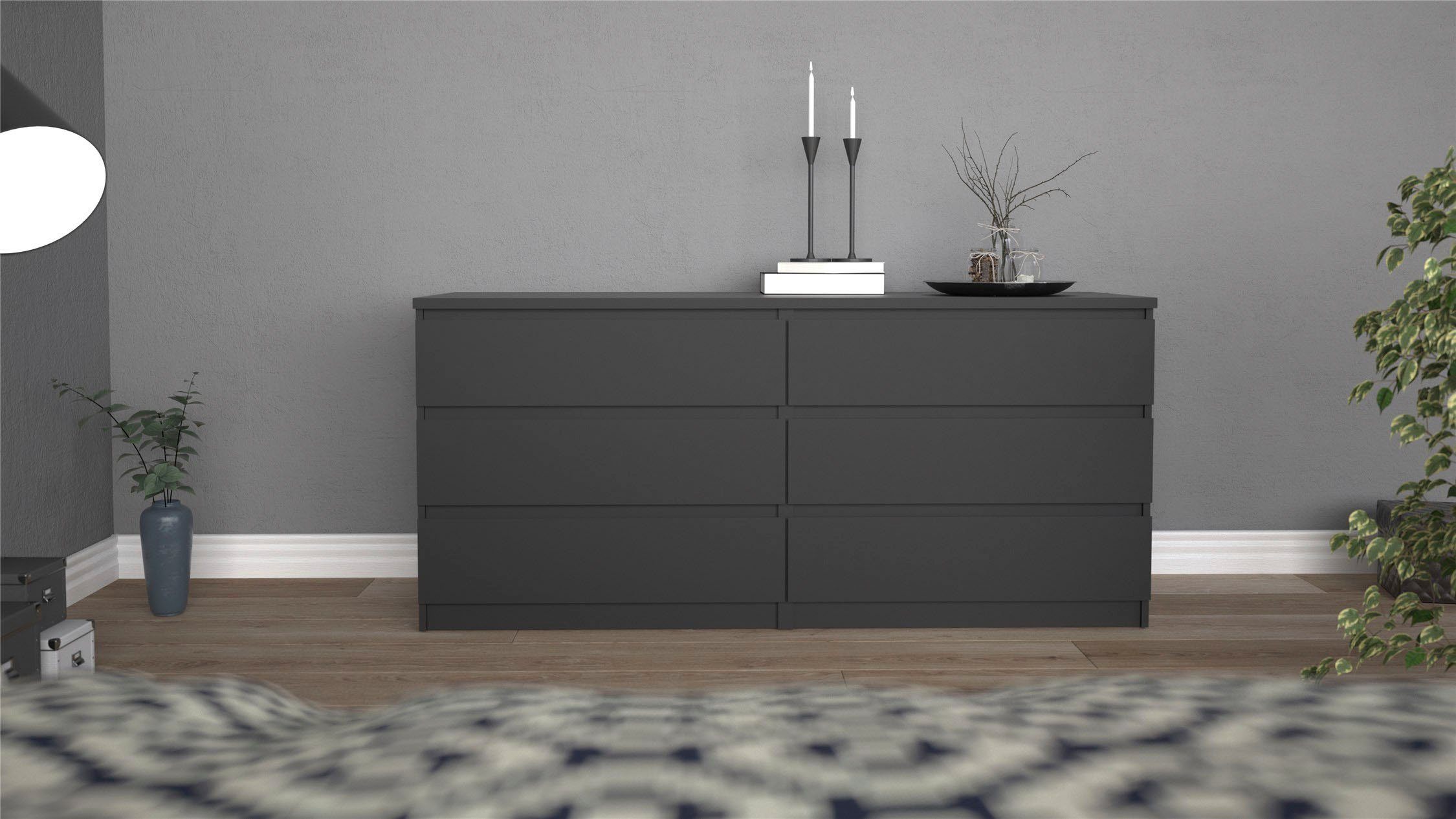 Home affaire Kommode Naia, 6 Schubladen im skandinavischen Design, Breite 158 cm, Viel Stauraum mit griffloser Front, in mehreren Farben