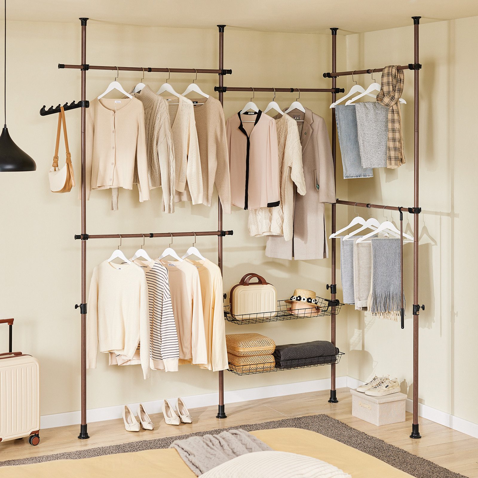 SoBuy Kleiderständer KLS04, Garderobenständer Kleiderschrank, verstellbares Regal, Schlafzimmer