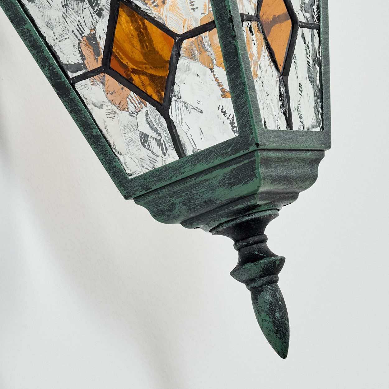 hofstein Außen-Wandleuchte Außenwandlampe aus Metall/Glas in Schwarz/Grün/Klar/Orange, Wandleuchte außen im Vintage/Antik/Landhaus-Design, E27, IP44