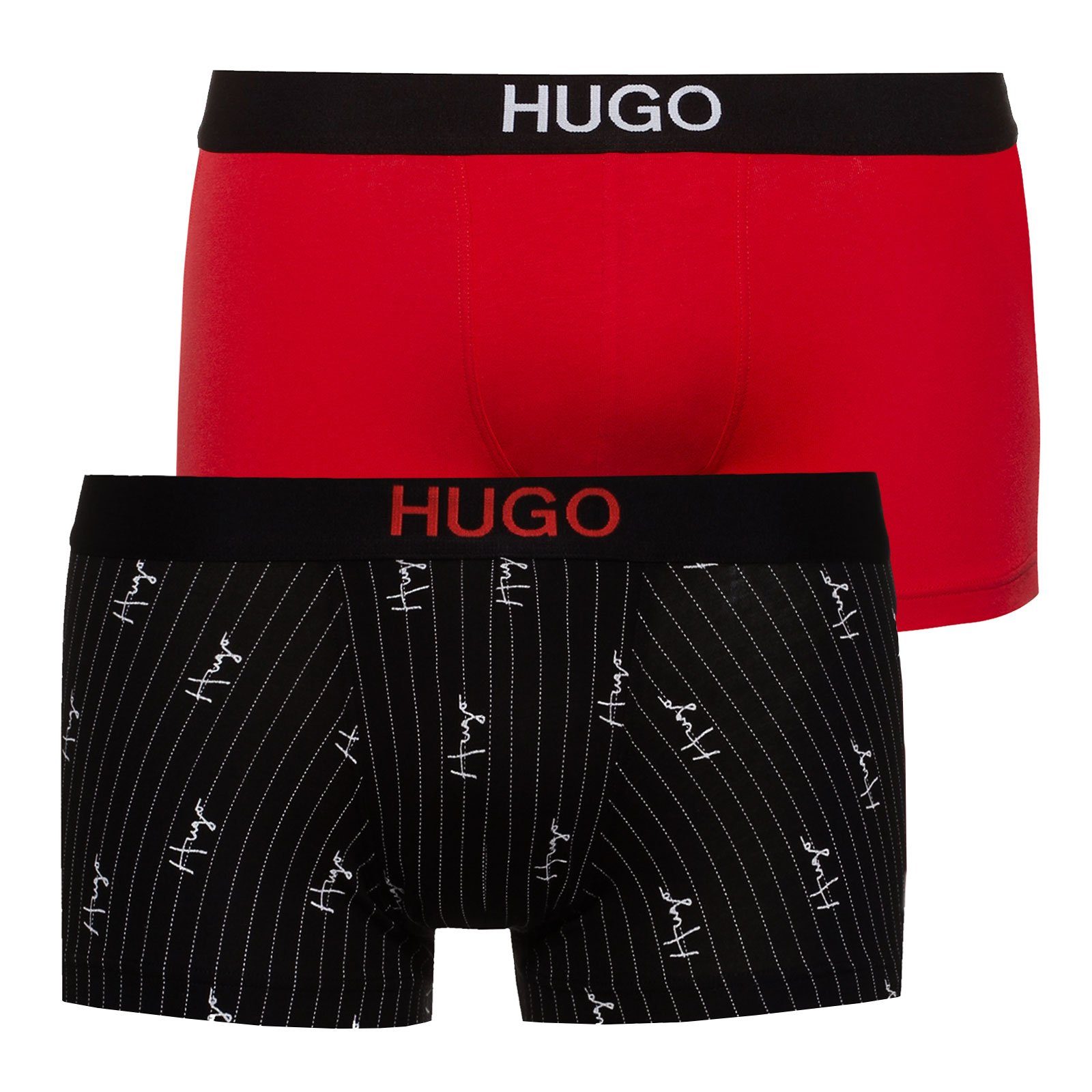 HUGO Trunk Brother Pack (2-St) mit Markenschriftzug im elastischen Komfortbund 642 red / black striped