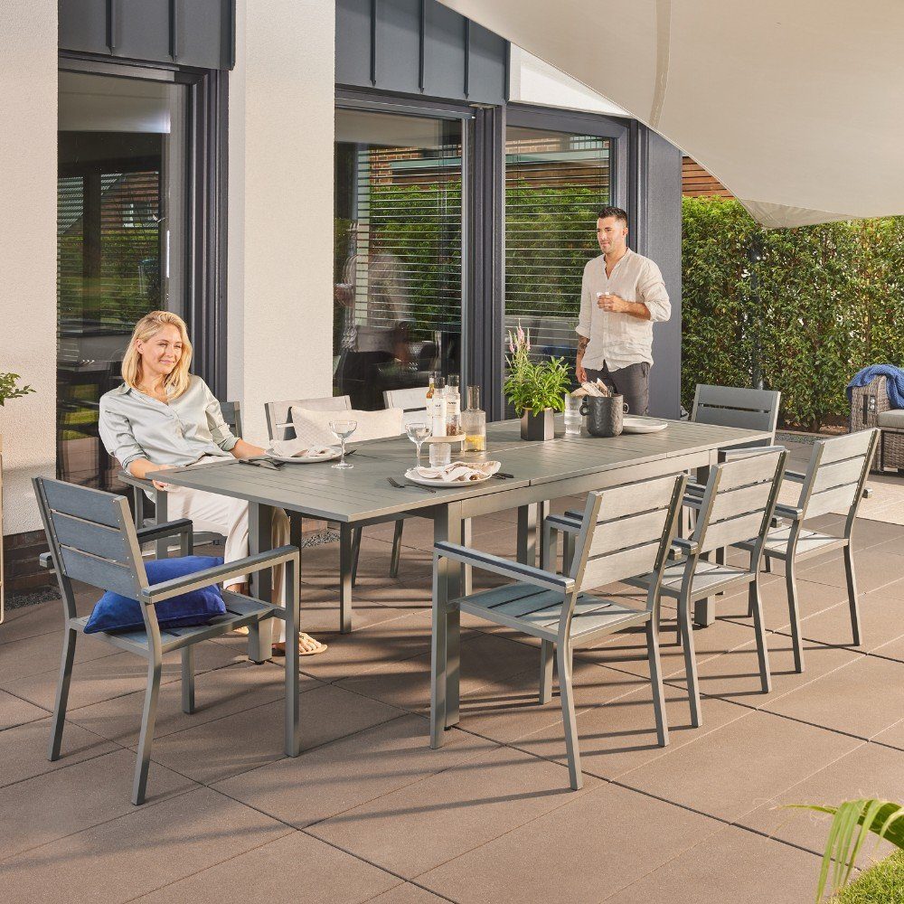 HOME DELUXE Gartentisch CASA (Terrassentisch, Balkontisch, Esstisch), schnell ausziehbar 160 - 240 cm, aus robustem Aluminium, Gartenmöbel