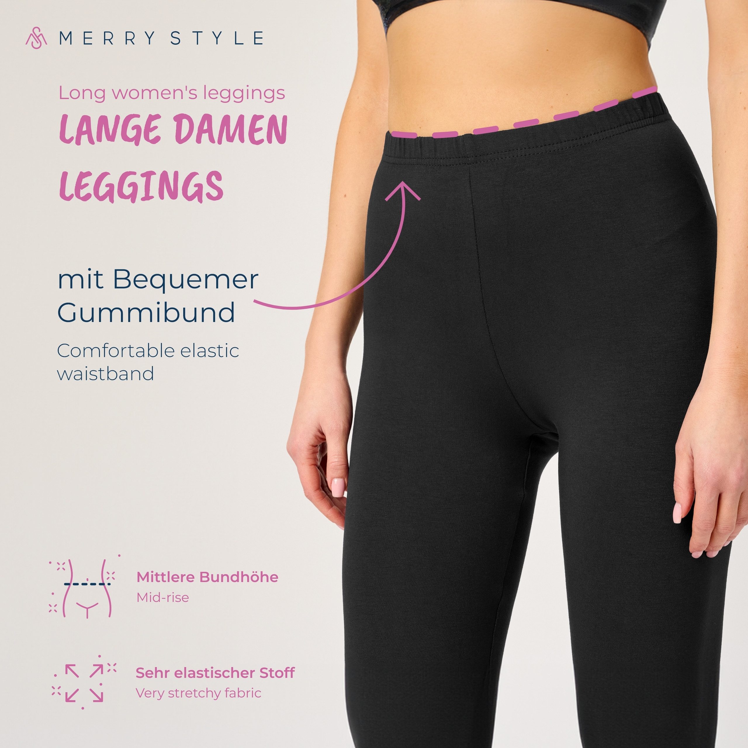 Merry Style Leggings 2er Pack Viskose Damen Lang Hose MS10-143 (2-tlg)