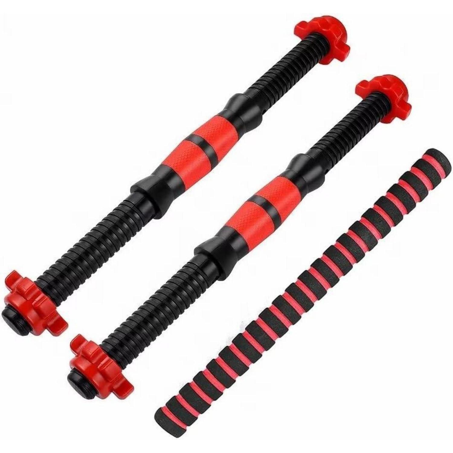 LuxusKollektion Kurzhantelstange Hantelstangen 3er Set 35cm 40cm Gewinde Hantelgriffset rot-40
