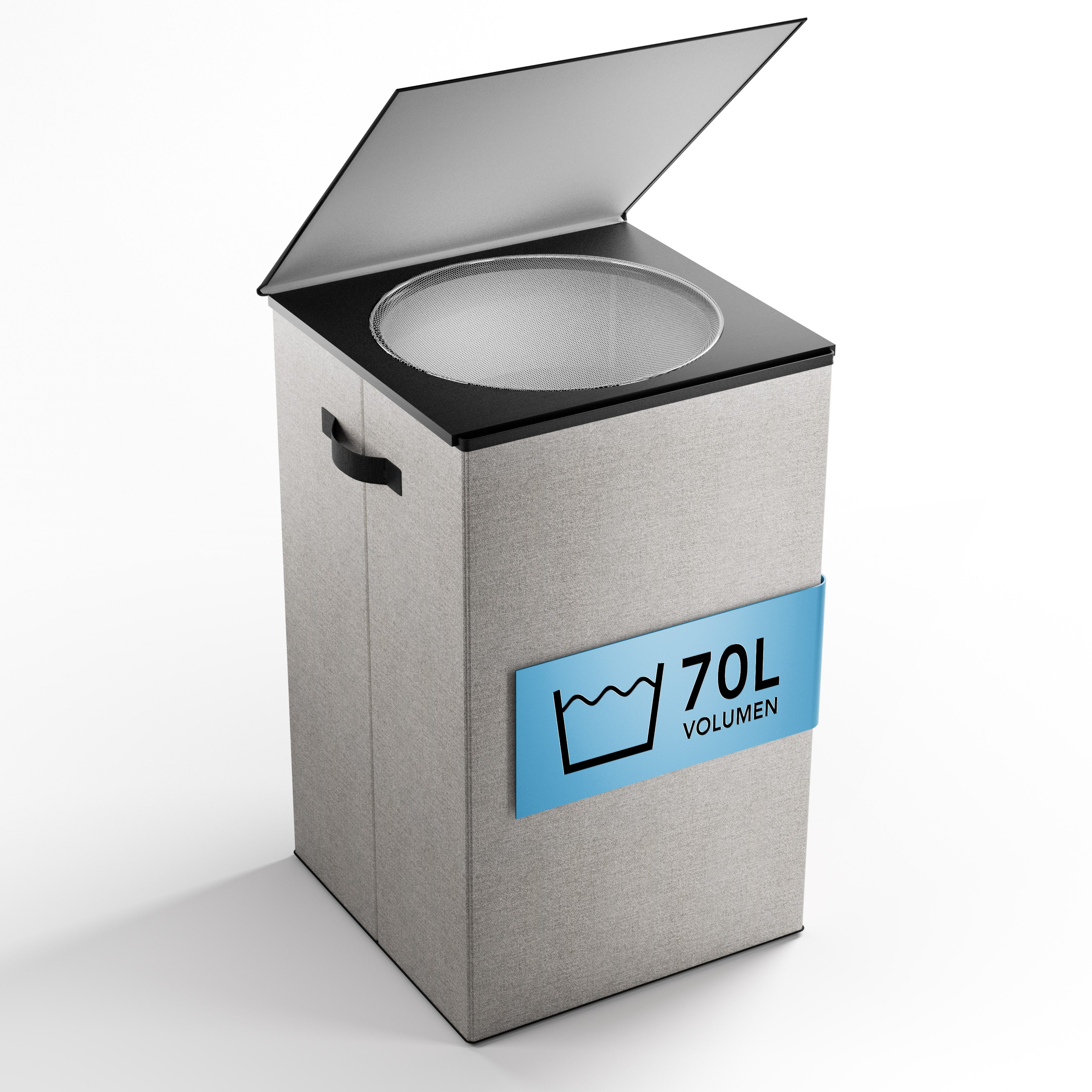 NewHabitat Wäschekorb Wäschekorb mit Deckel 70L – Wäschekorb schmal mit Wäschesack, Grau
