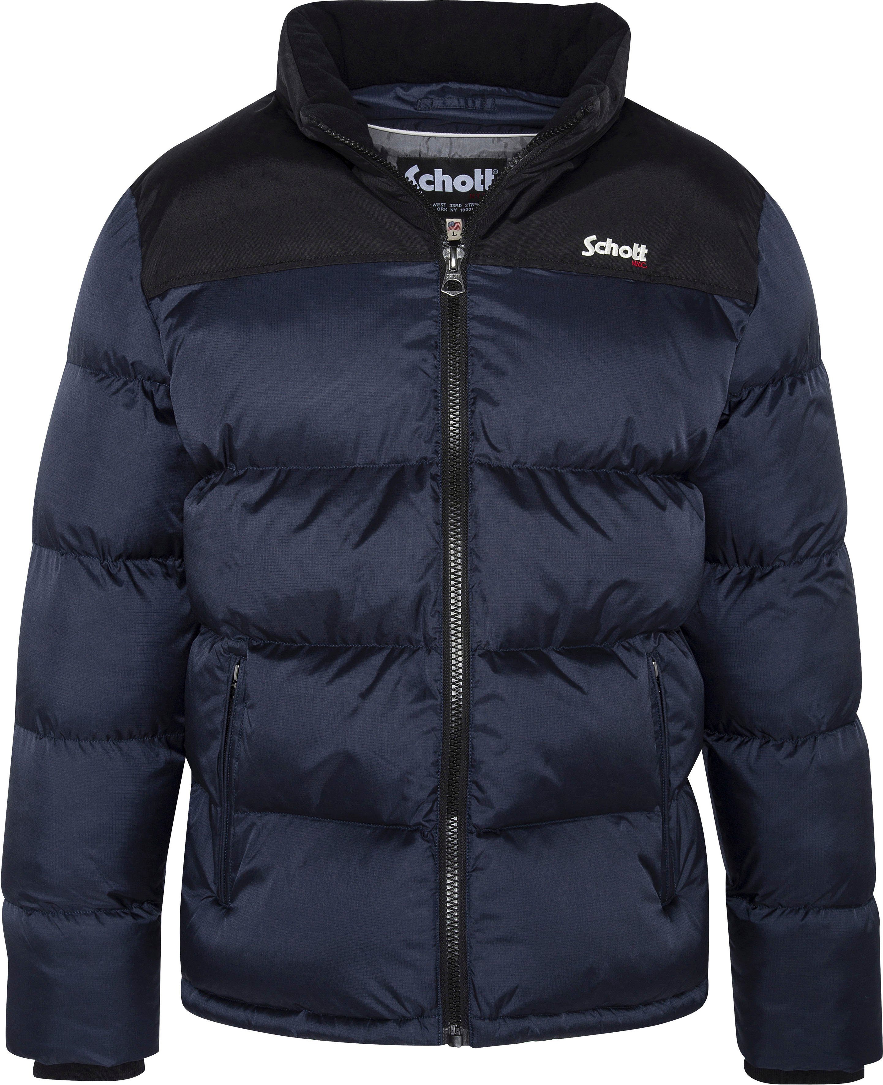 Schott NYC Steppjacke mit dezenter Logostickerei navy