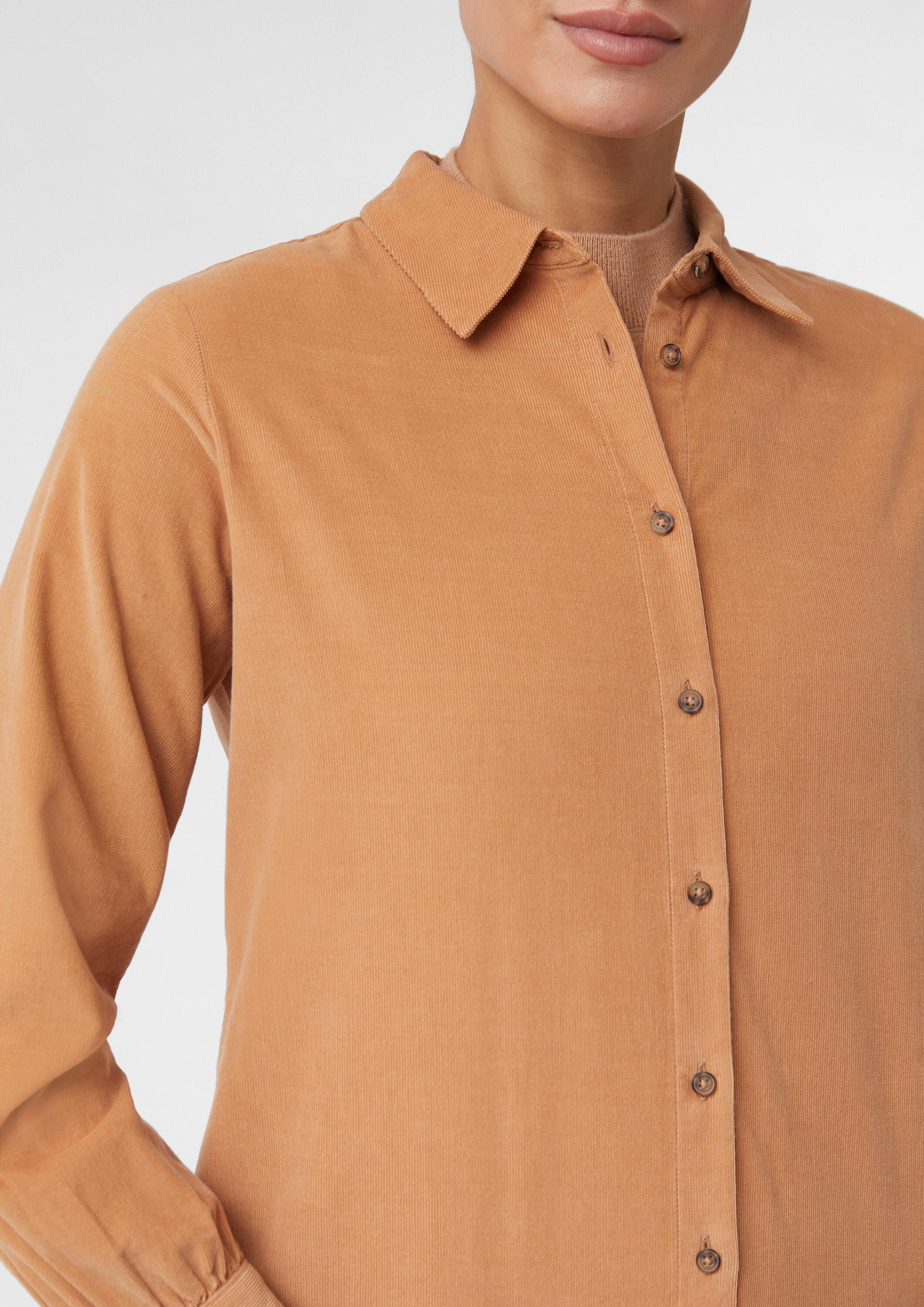 comma Langarmbluse Bluse Hemdbluse aus Feincord