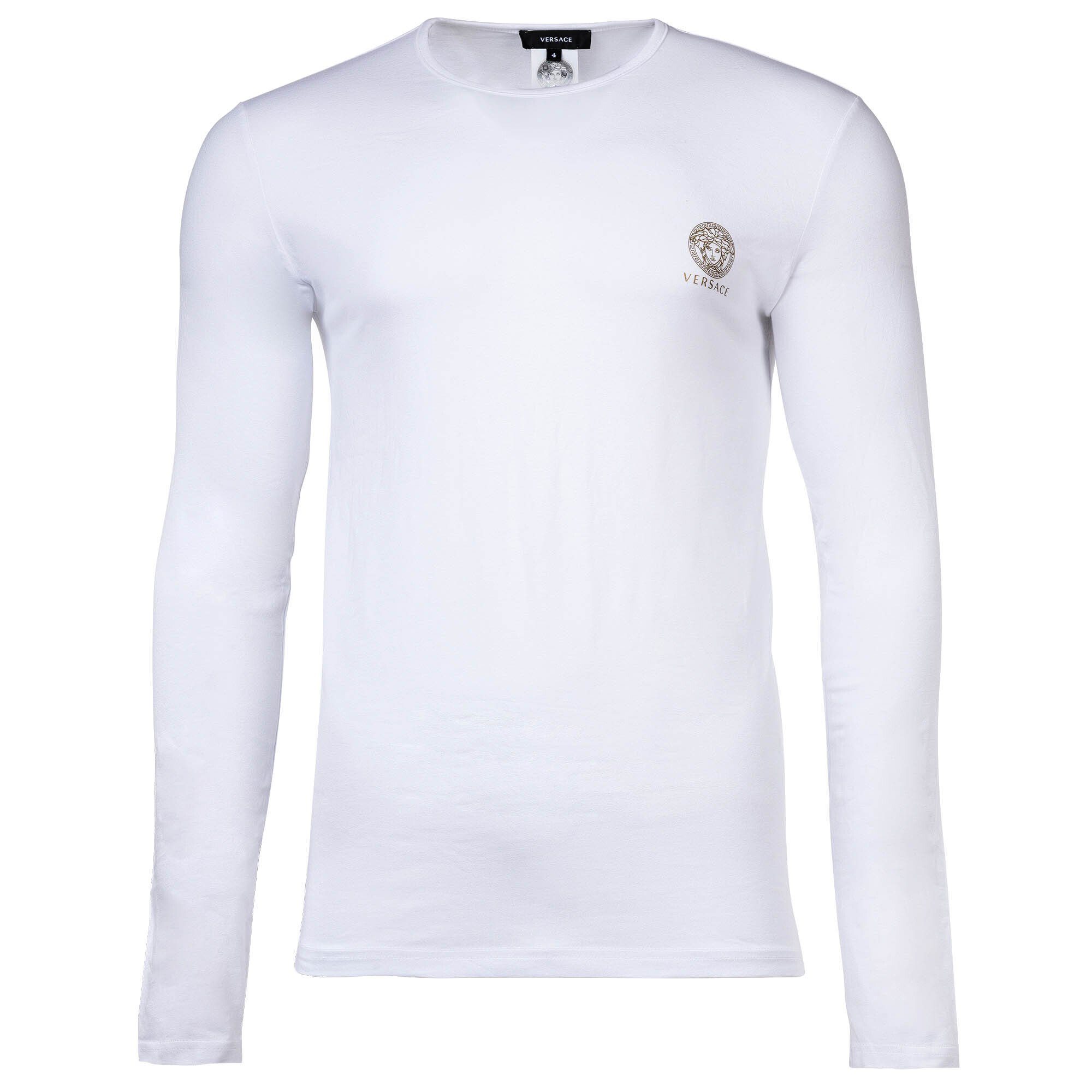 Herren langarm, - T-Shirt Rundhals Shirt Sweatshirt, Versace Weiß