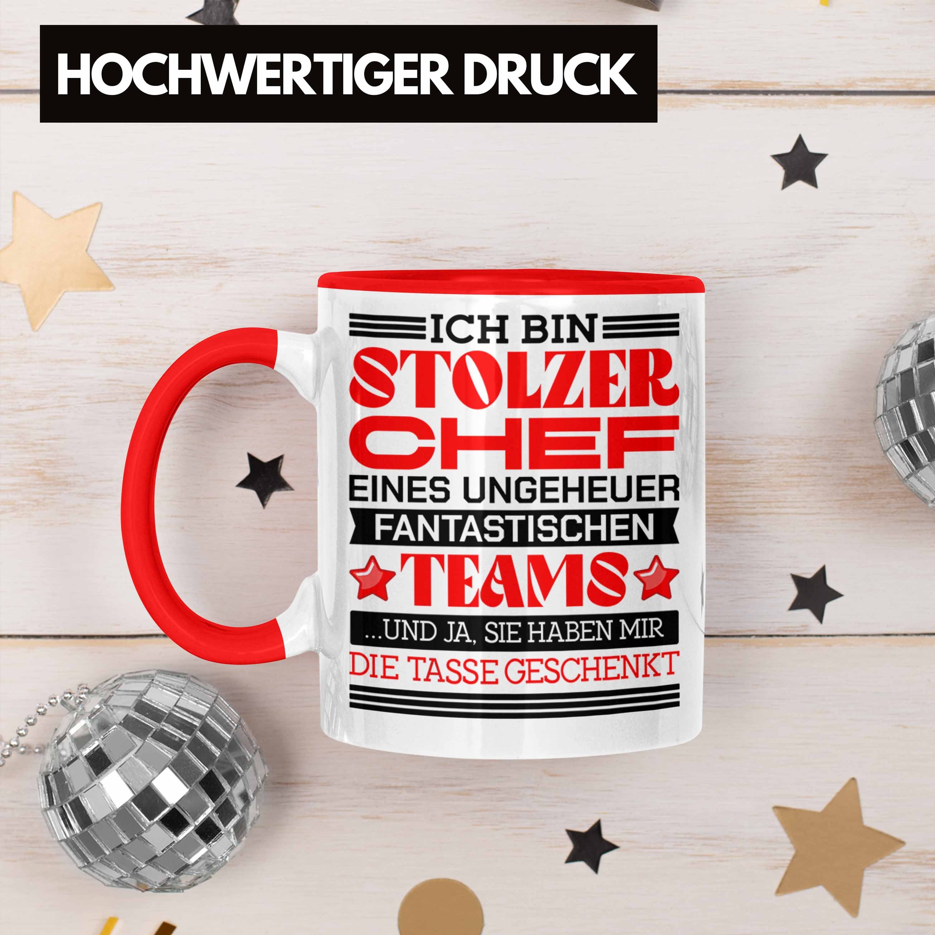 Trendation Tasse Trendation - Stolzer Tasse Tasse Spruch Chef Lustiger Chef Geschenk Sie Mir Und Ja Team Von Rot Geschenkt Geschenkidee Bester Die Haben