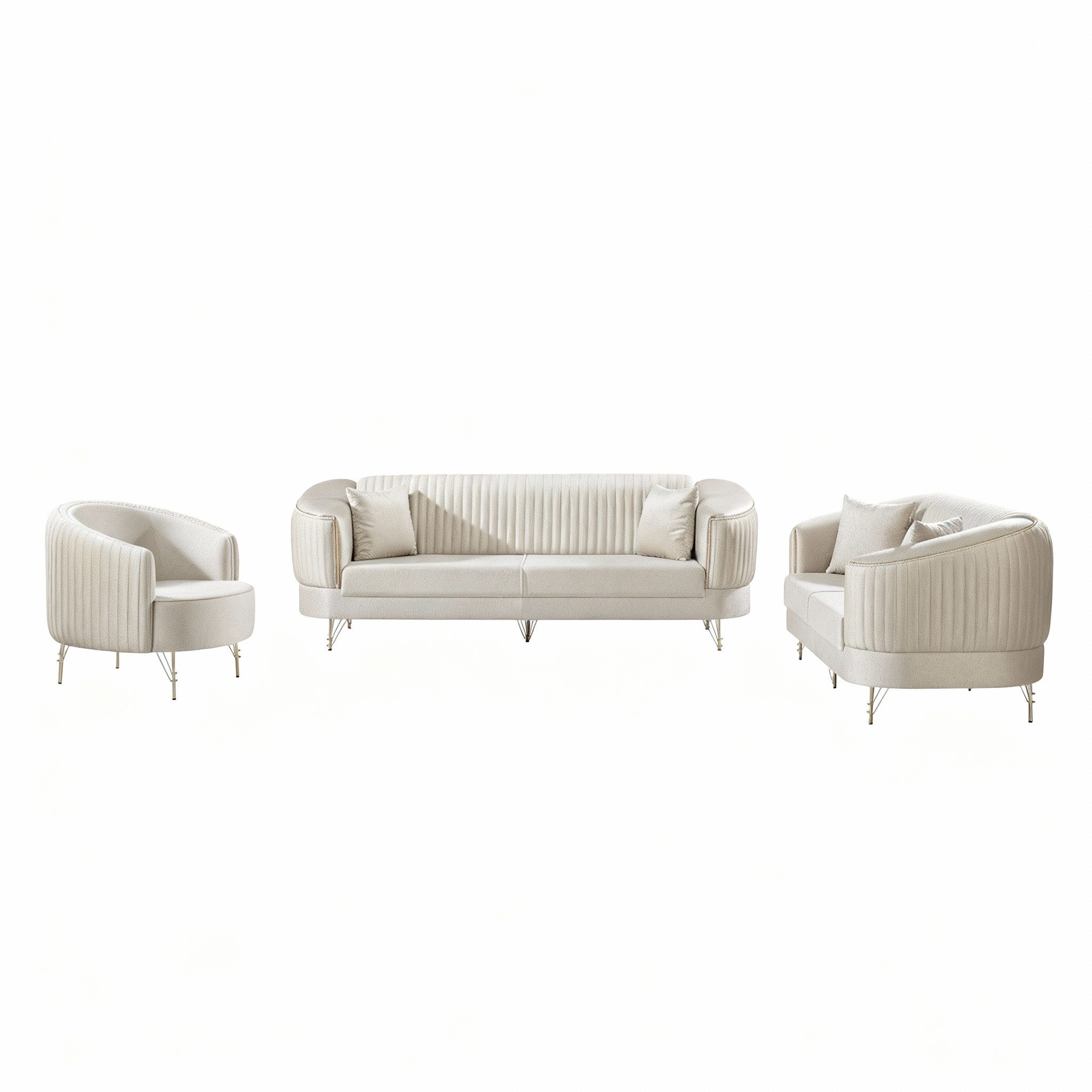 Palms-Store Sofa Set DOHA, zeitlose Eleganz mit edler in luxuriösem Samt, Spar-Set, 3-Sitzer + 2-Sitzer + Sessel I 3-Sitzer mit Schlaffunktion