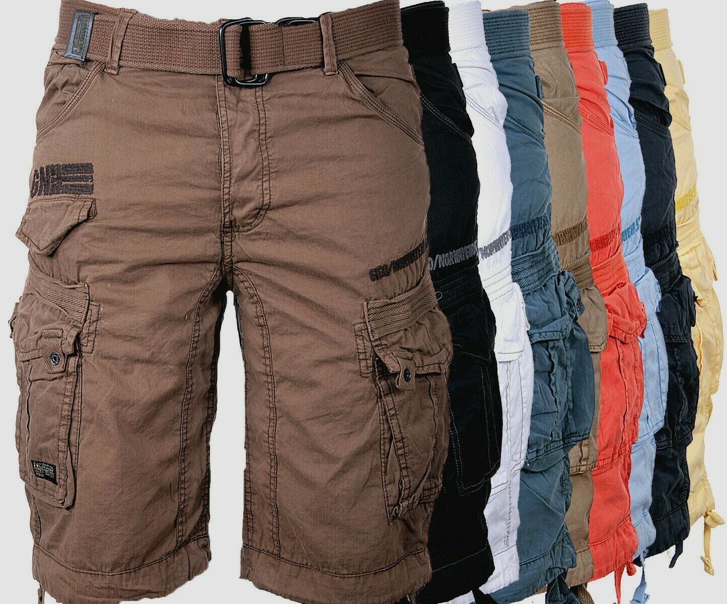 Geographical Norway Shorts Herren Cargo Shorts kurze Hose Short Bermuda Knielang Gürtel Sommer – Bild 5 von 5