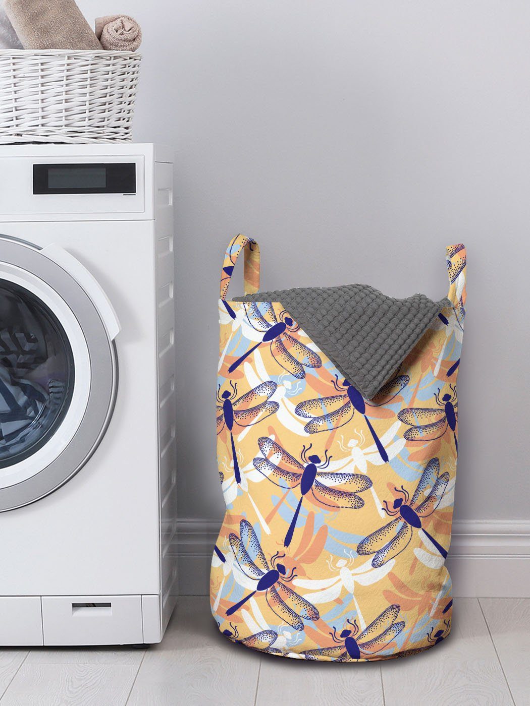 Abakuhaus Wäschesäckchen mit Muster für Tier Griffen Kordelzugverschluss Wäschekorb Libelle Boho Waschsalons