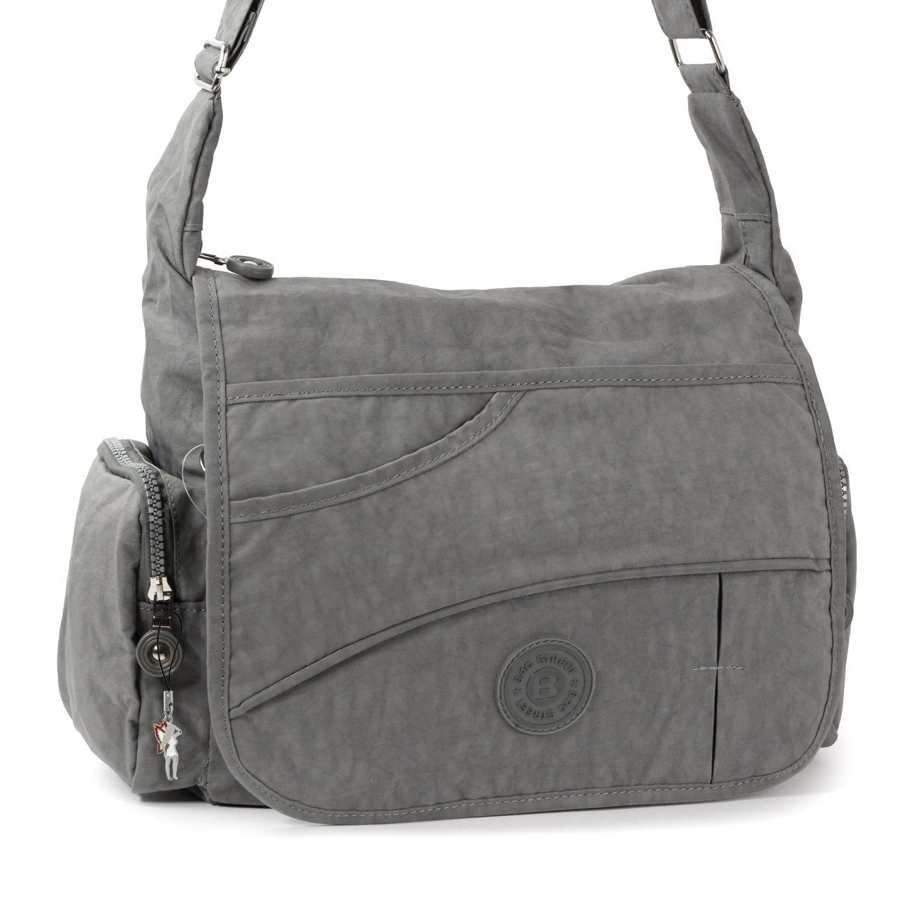 BAG STREET Umhängetasche Bag Street Damenhandtasche Umhängetasche (Umhängetasche), Damen, Jugend Umhängetasche Nylon, grau ca. 32cm x ca. 20cm
