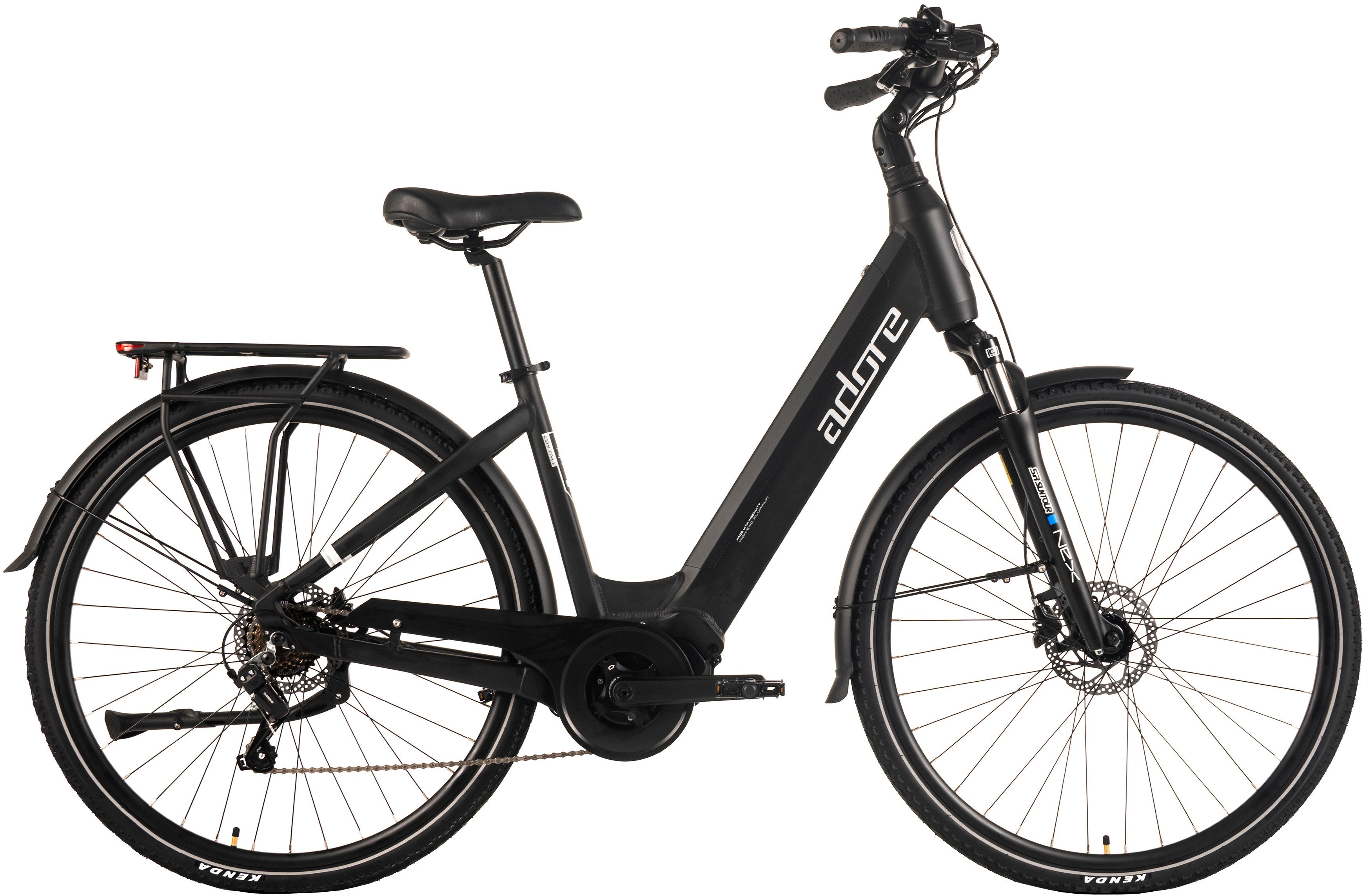 Adore E-Bike Cityrad 28" Alu Cityfahrrad CX-440 Mittelmotor 75NM / 15Ah schwarz matt, 7 Gang Shimano Tourney Schaltwerk, Kettenschaltung, Mittelmotor, 540 Wh