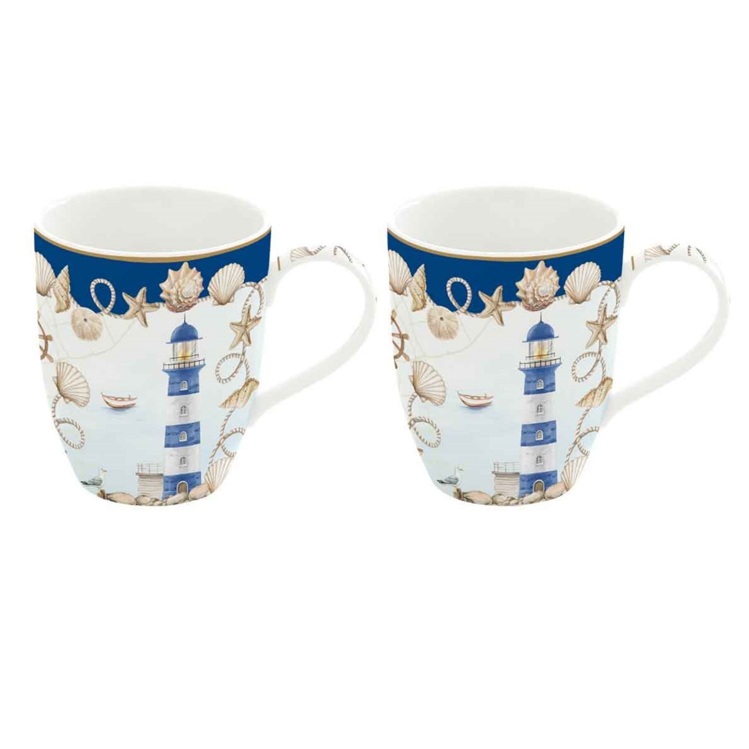 EasyLife Tasse Blue Lighthouse, Porzellan, Spülmaschinengeeignet, Mehrfarbig, Motiv: Leuchtturm