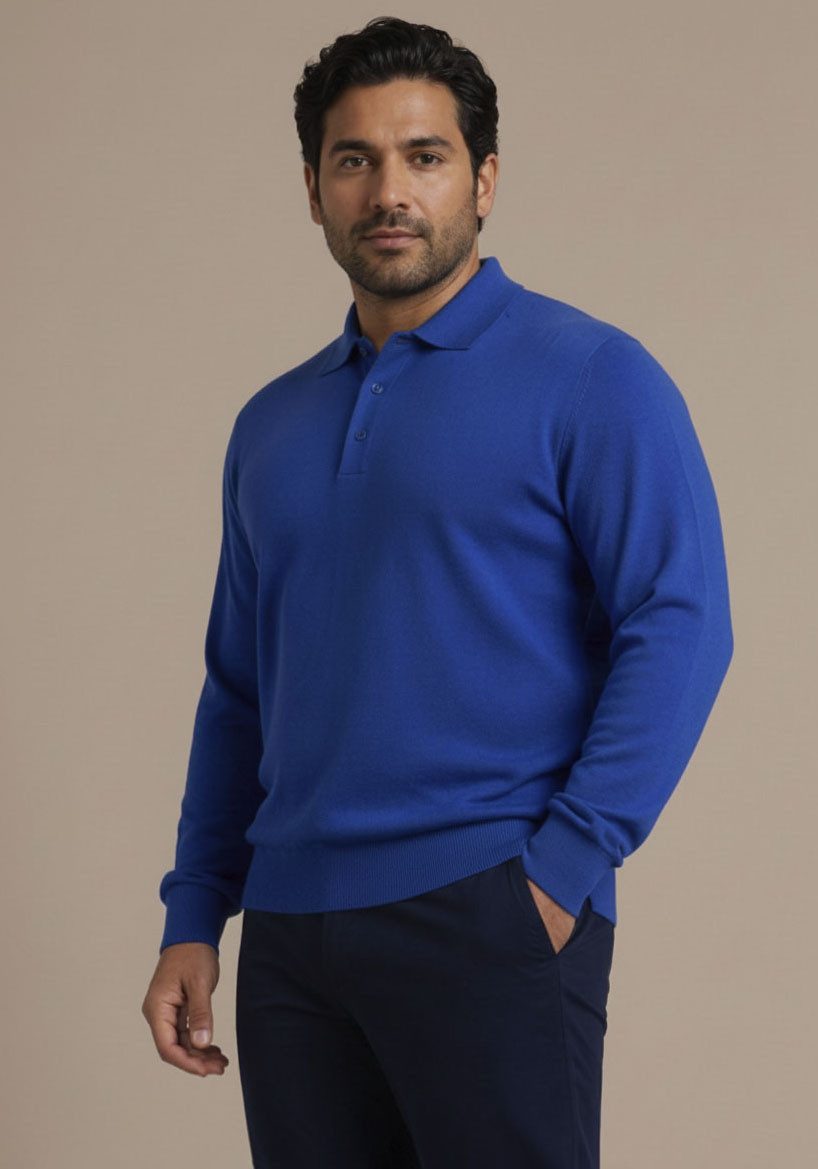 Man's World Plus Poloshirt auch in Grosse Größen bis Gr. 7XL Bauch-Fit mit Langarm, klassischer Polokragen, mit Knopfleiste am Ausschnitt