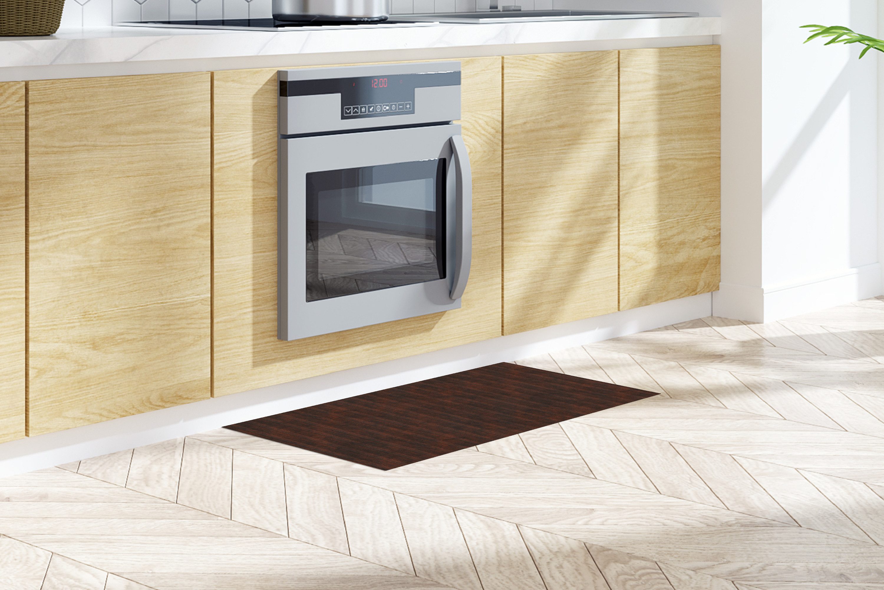 MuchoWow Küchenläufer Rost - Linien - Muster, aus Kunststoff, Küchenteppich, Läufer für Küche, Rutschfest, Küchendeko, 120x50 cm