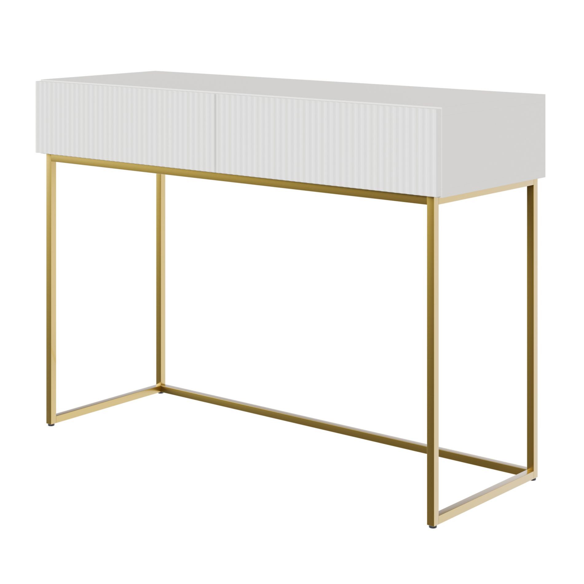 Selsey Schminktisch VELDIO, 2 Schubladen mit geriffelten Fronten, goldfarbe günstig online kaufen