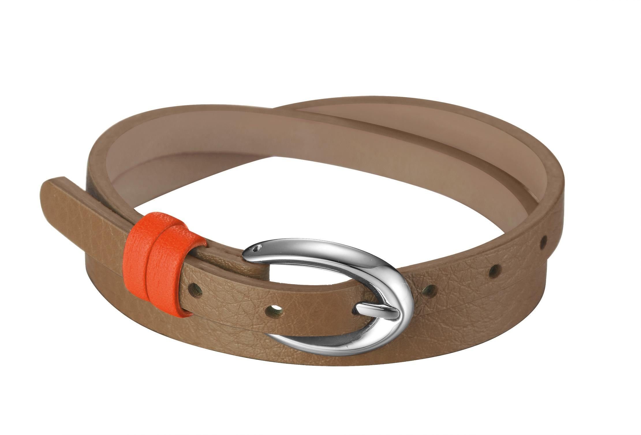 Esprit Armband Lederband Edelstahl Braun Silber 38cm ESBR11336A380, aus Leder, Edelstahl, Braun, Dornschließe, 38cm lang