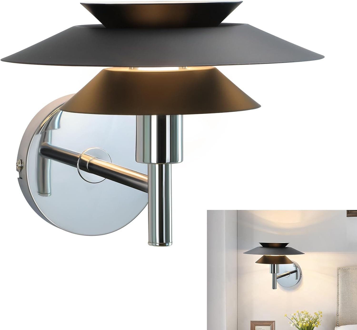 ZMH Wandleuchte Innen Schwarz Wandlampe Modern G9 Metall Design (Max.25W), LED fest integriert, Wandlampe für Wohnzimmer Flur