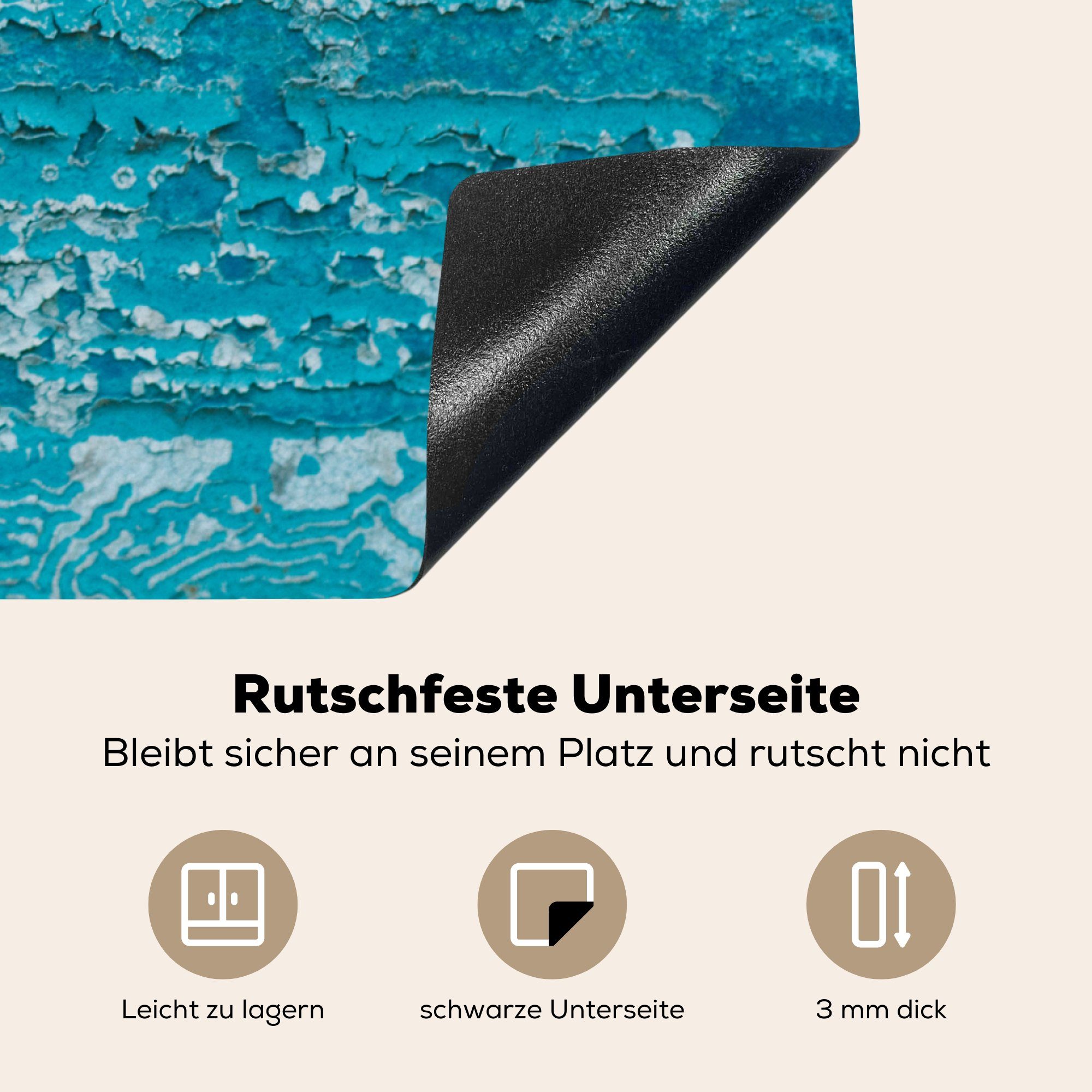 Weiß (1 - Herdblende-/Abdeckplatte küche Ceranfeldabdeckung, Blau, MuchoWow Rost - cm, Vinyl, tlg), für 78x78 Arbeitsplatte