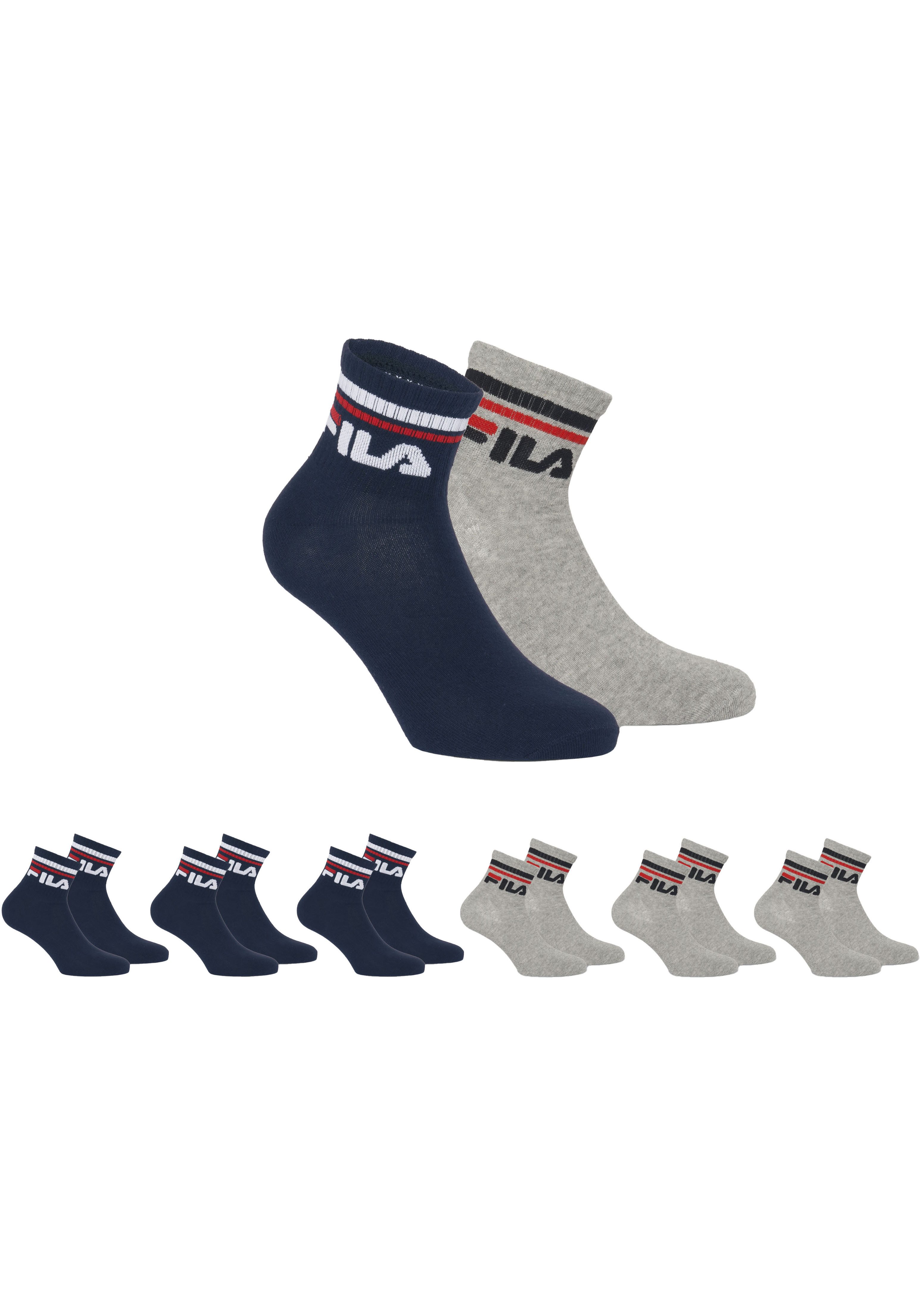 Fila Kurzsocken UNISEX QUARTER PLAIN SOCKS (6-Paar) mit Logo-Schriftzug