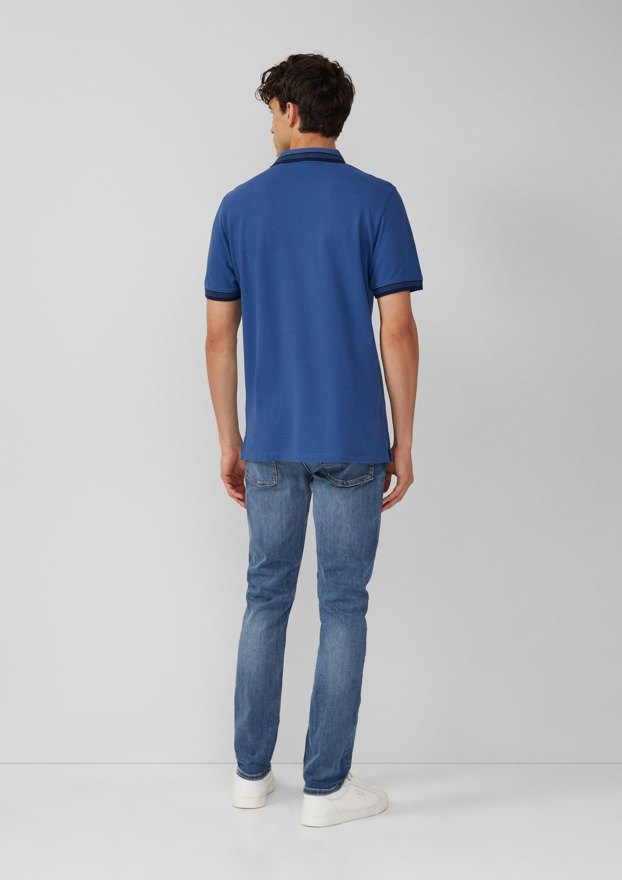 s.Oliver Kurzarmshirt Polo-Shirt Poloshirt aus Baumwollpiqué mit Kontrast-D günstig online kaufen