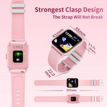 Cantaos Fur Kinder Mädchen Jungen Fitness Armband Uhren Tracker Smartwatch (1,4 Zoll, Android iOS), mit Schrittzähler Körpertemperatur Wecker Herzfrequenz Wasserdichte