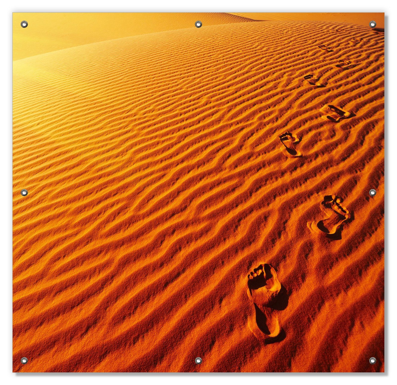mit Fußspuren und wiederablösbar wiederverwendbar Wüste, - Sanddüne der Wallario, in blickdicht, im Sonnenschutz Saugnäpfen, Sand