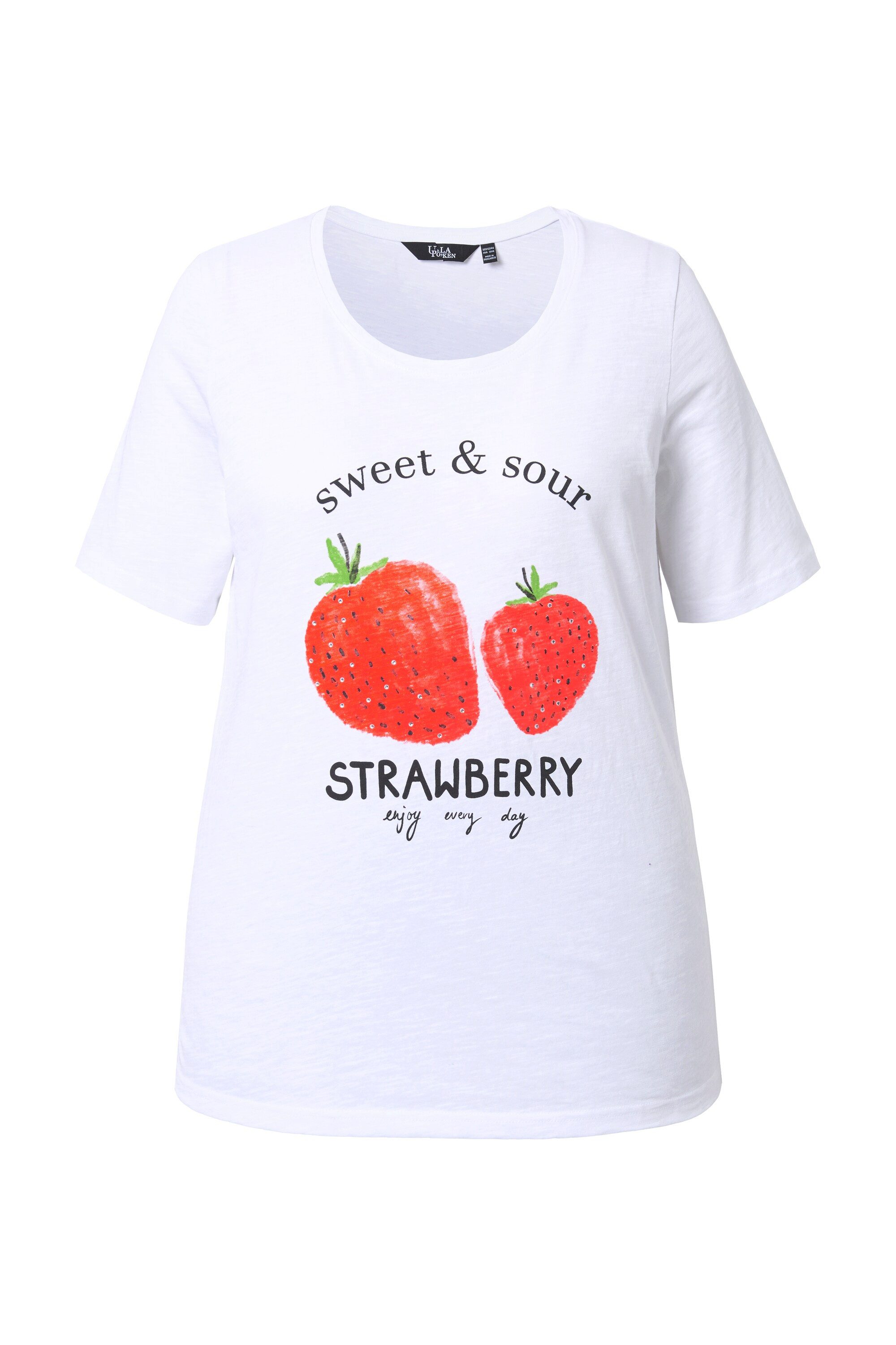 Ulla Popken T-Shirt T-Shirt Erdbeeren Classic Rundhals Halbarm günstig online kaufen