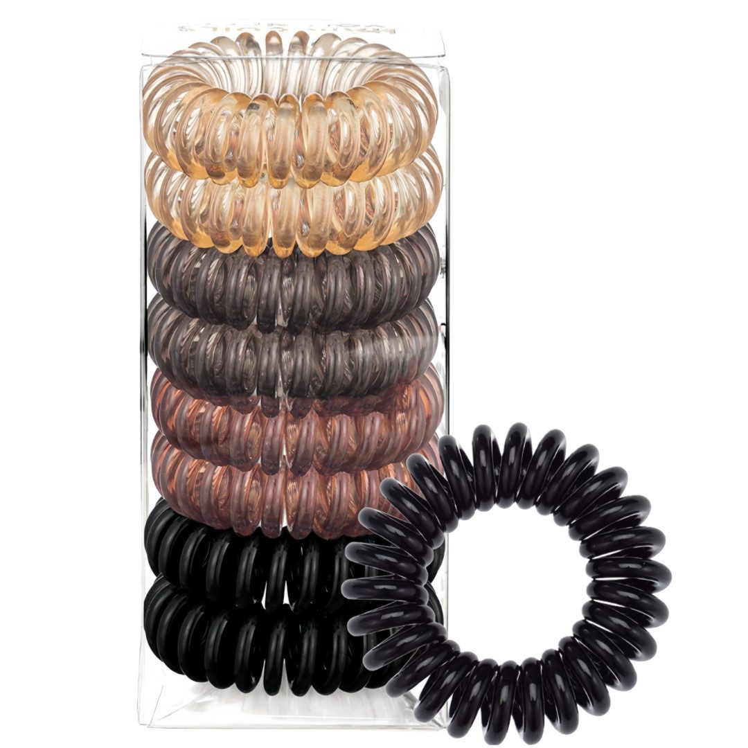 FOUORTUNATE-BEE Haargummi Spiral Haargummis Damen ohne Knick – Telefonkabel Look, 8er Set, Schonende Spiral-Haarbänder für dickes & feines Haar, Zopfhalter