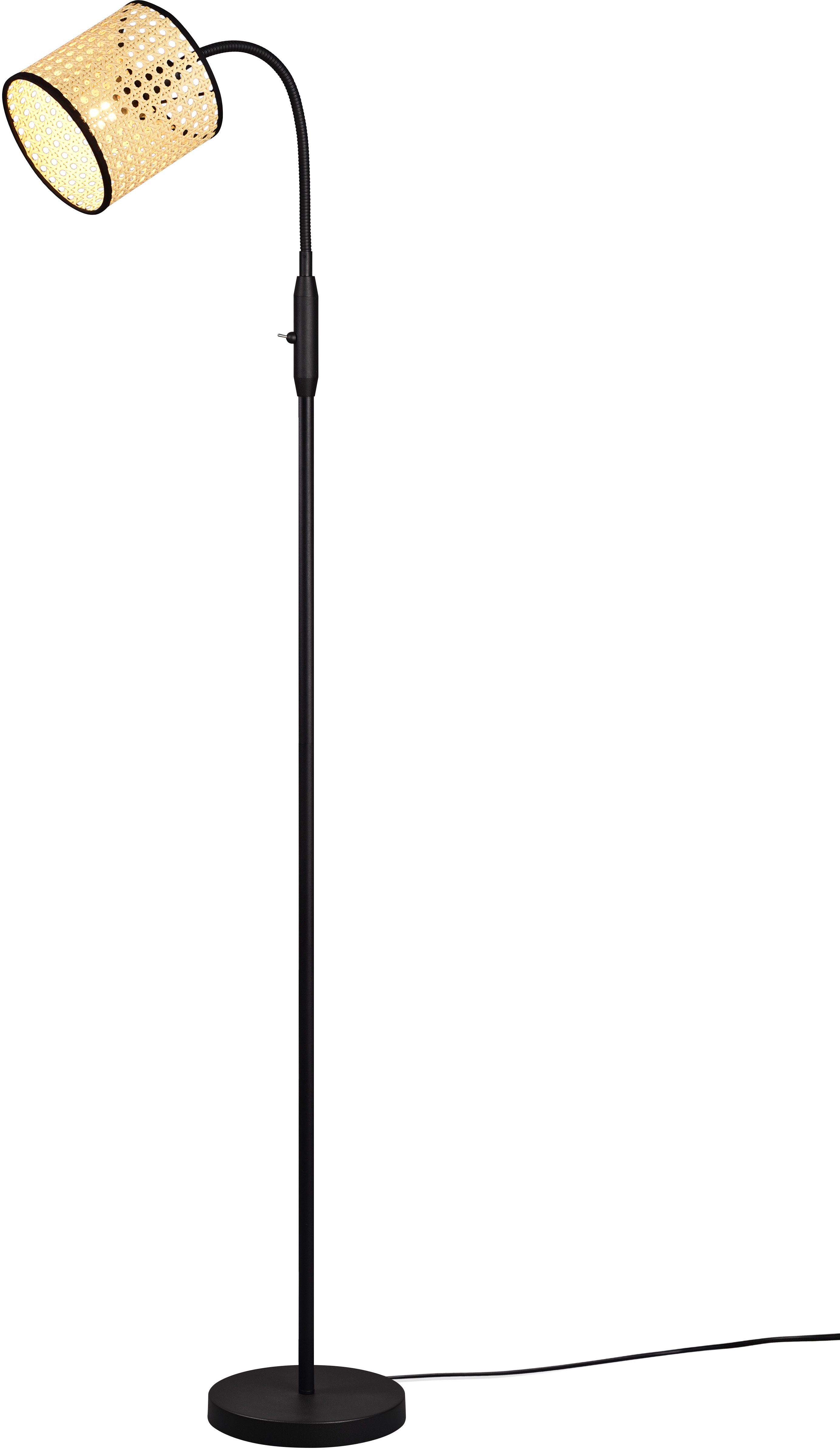 Leonique Stehlampe Jules, Ein-/Ausschalter, Geflecht ohne mit Wiener natur/schwarz Leuchtenhals Stehleuchte schwenkbar Leuchtmittel, Lampenschirm