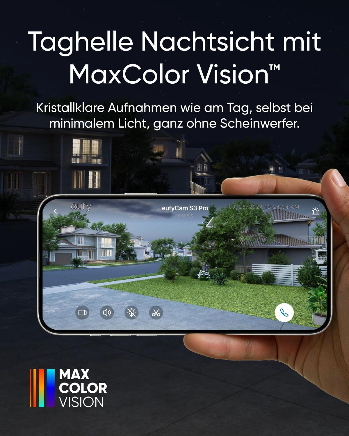 eufy Security Überwachungskamera S3 Pro Kamera-Set, 4K Kabellose Solar-Überwachungskamera Außen (Außenbereich, 4-tlg., 4K-Auflösung, verbesserte Farb-Nachtsicht, SolarPlus 2.0)