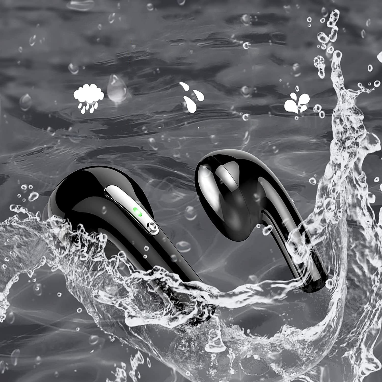 Stereo wireless Bluetooth Wasserdicht In-Ear-Kopfhörer Ear In HiFi Ohrhörer Bluetooth (mit NEIN, LED Kabellos Mikrofon für Kopfhörer, Sport Bedee mit Bluetooth, Anzeige, Arbeit) 5.2