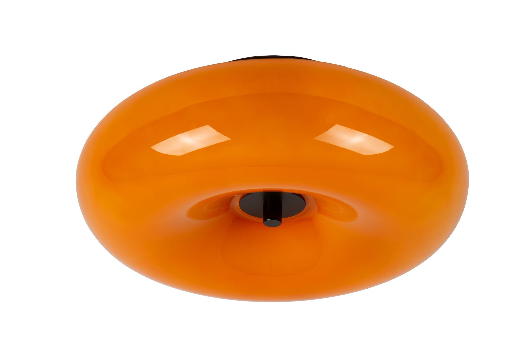 Licht-Erlebnisse Deckenleuchte ZARIN, ohne Leuchtmittel, Glas Metall D: 30 cm Schwarz Orange G9 3-flammig rund Retro Design