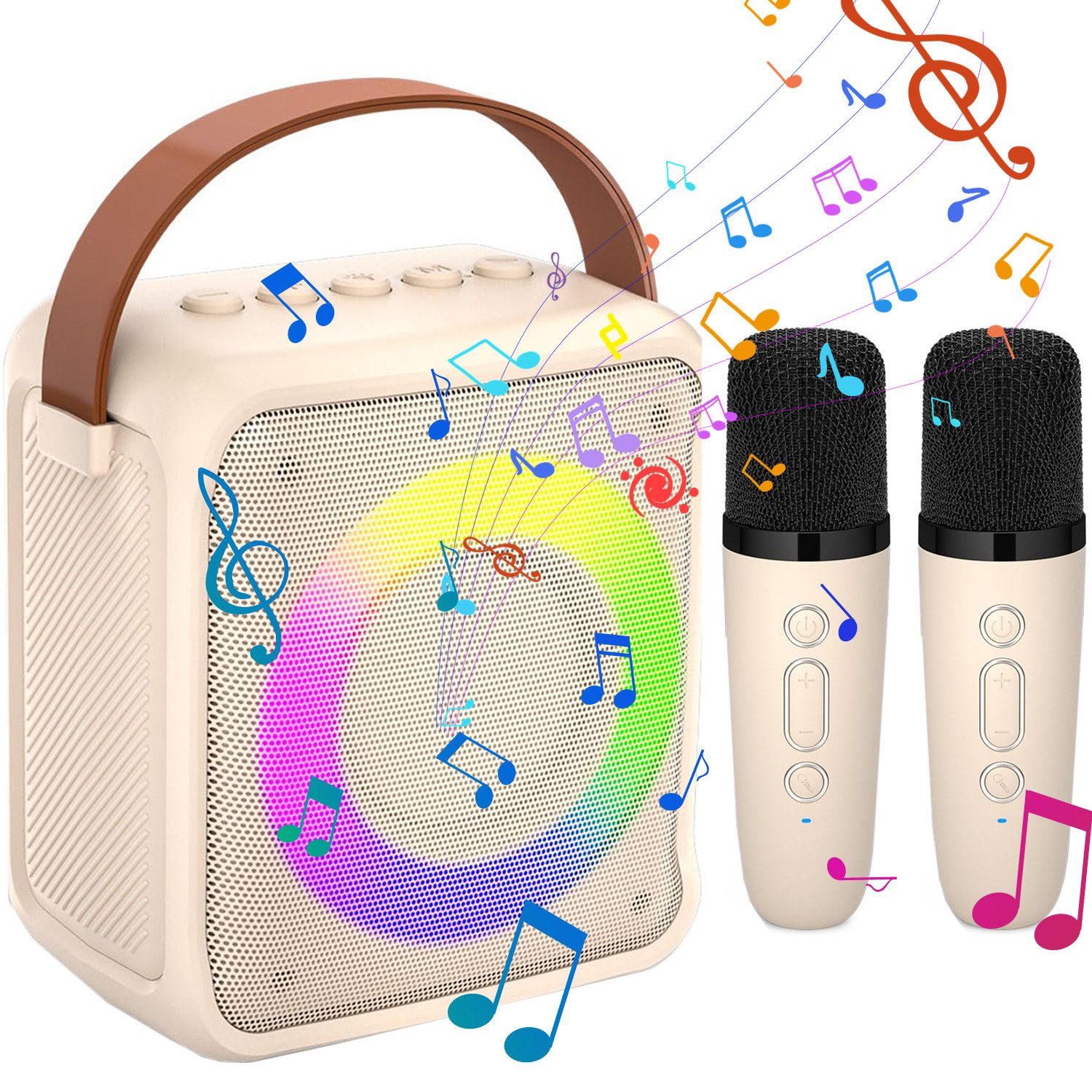 Karaoke-Spielzeug für Kinder & Erwachsene mit 2 Mikrofonen Bluetooth-Lautsprecher