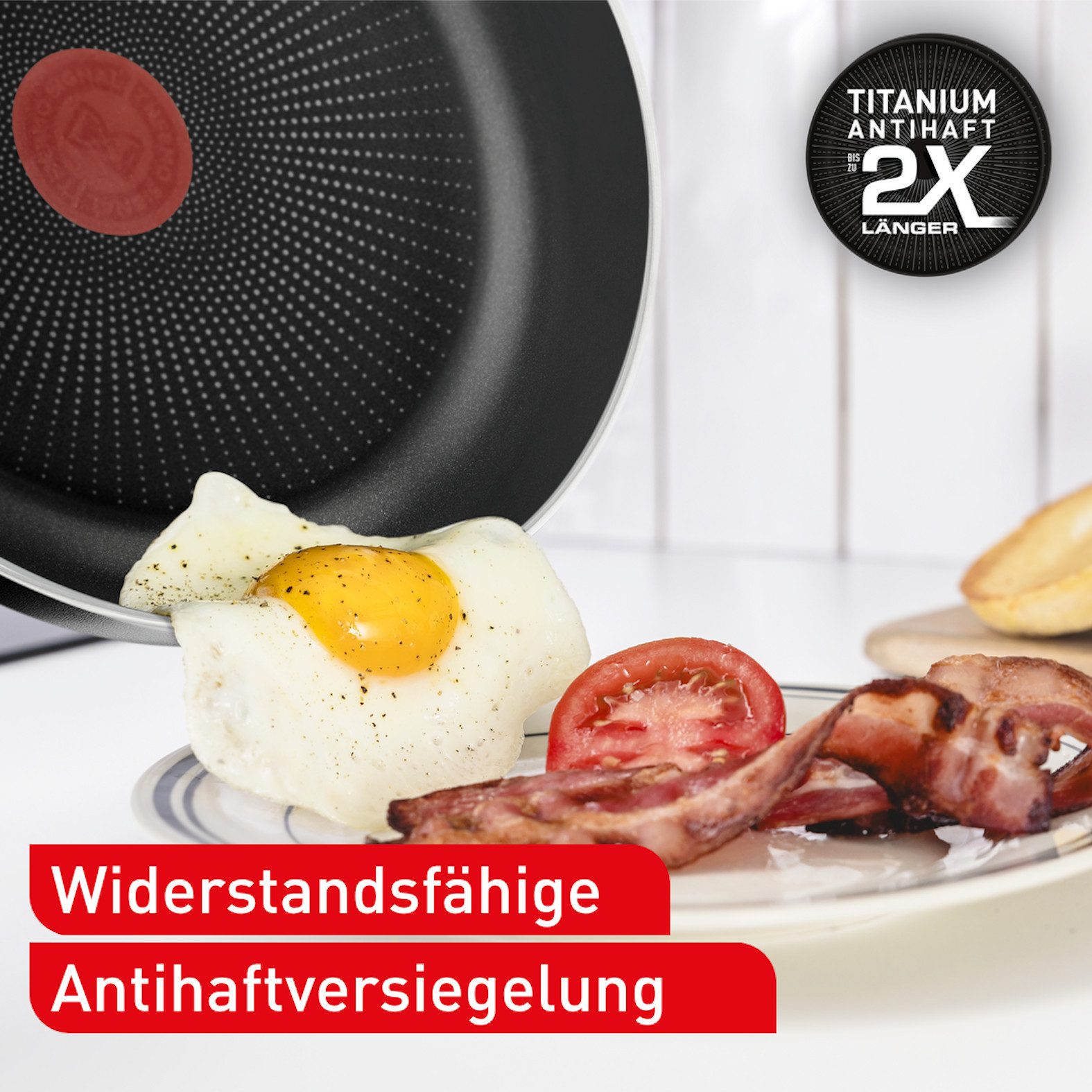 Tefal Bratpfanne Hard Titanium Essential, Titanium Antihaftversiegelung, Aluminium, kompatibel mit Gas-/Elektro-/Keramikherden, nicht induktionsgeeignet