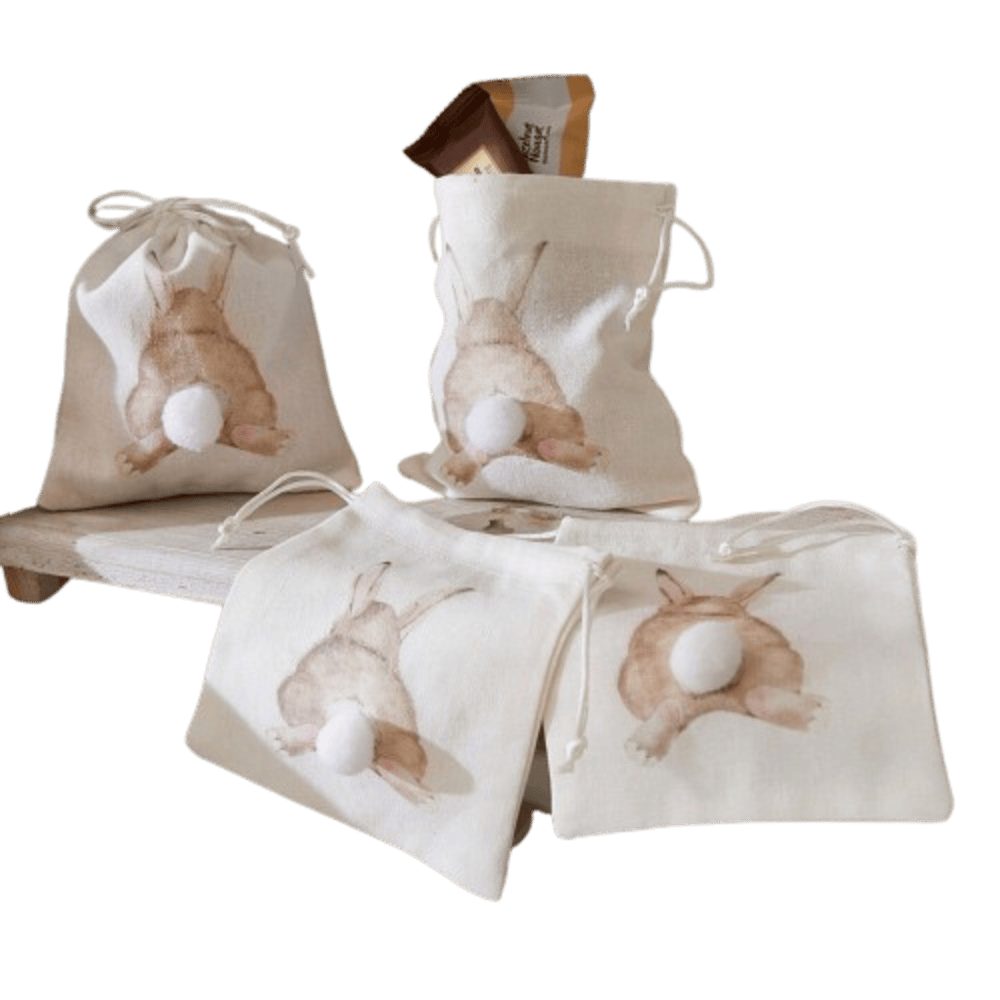 Home-trends24.de Osternest Geschenkbeutel Hase 4er Set Deko Figur Säckchen Ostern Verpackung