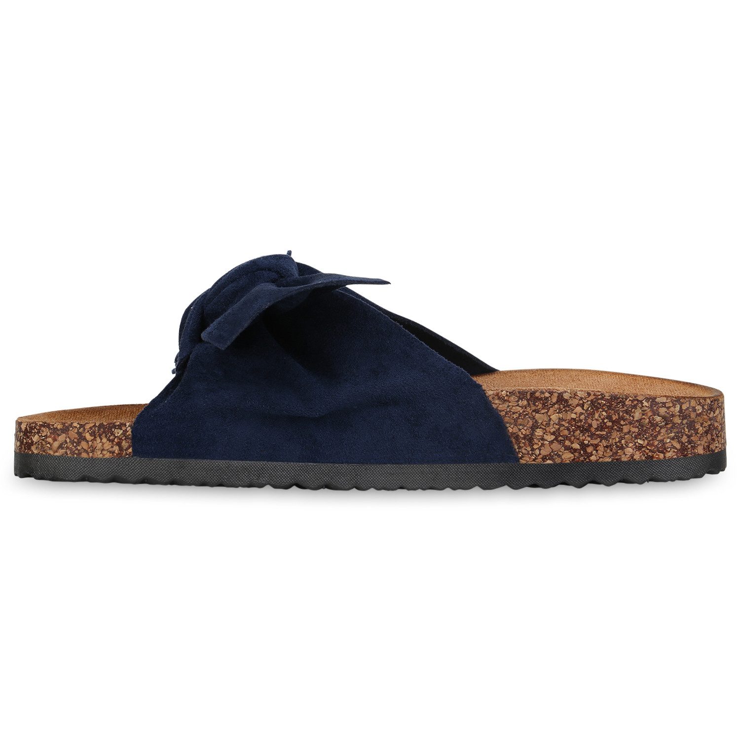 VAN HILL 19057336 BO S67 Damen Sandalen Dk. Blue 36 Pantolette Damen Sandalen Pantoletten Korkoptik Sommer Schlappen Hausschuhe