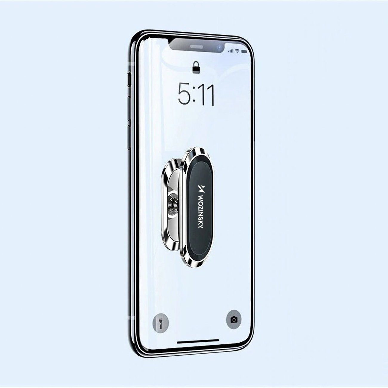 Wozinsky Handy-Halterung Selbstklebende magnetische 360-Grad-Armaturenbretthalterung Silber, (1-tlg) – Bild 3 von 5